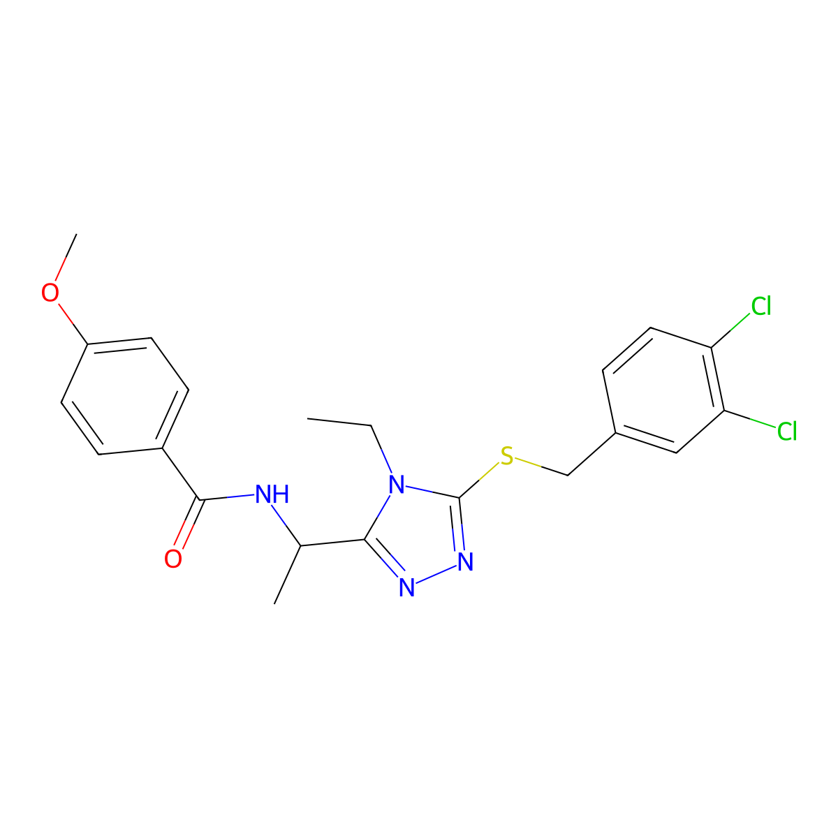 N-(1-{5-[(3,4-dichlorobenzyl)sulfanyl]-4-ethyl-4H-1,2,4-triazol-3-yl}ethyl)-4-methoxybenzamide molecular structure, CAS 767325-58-6
