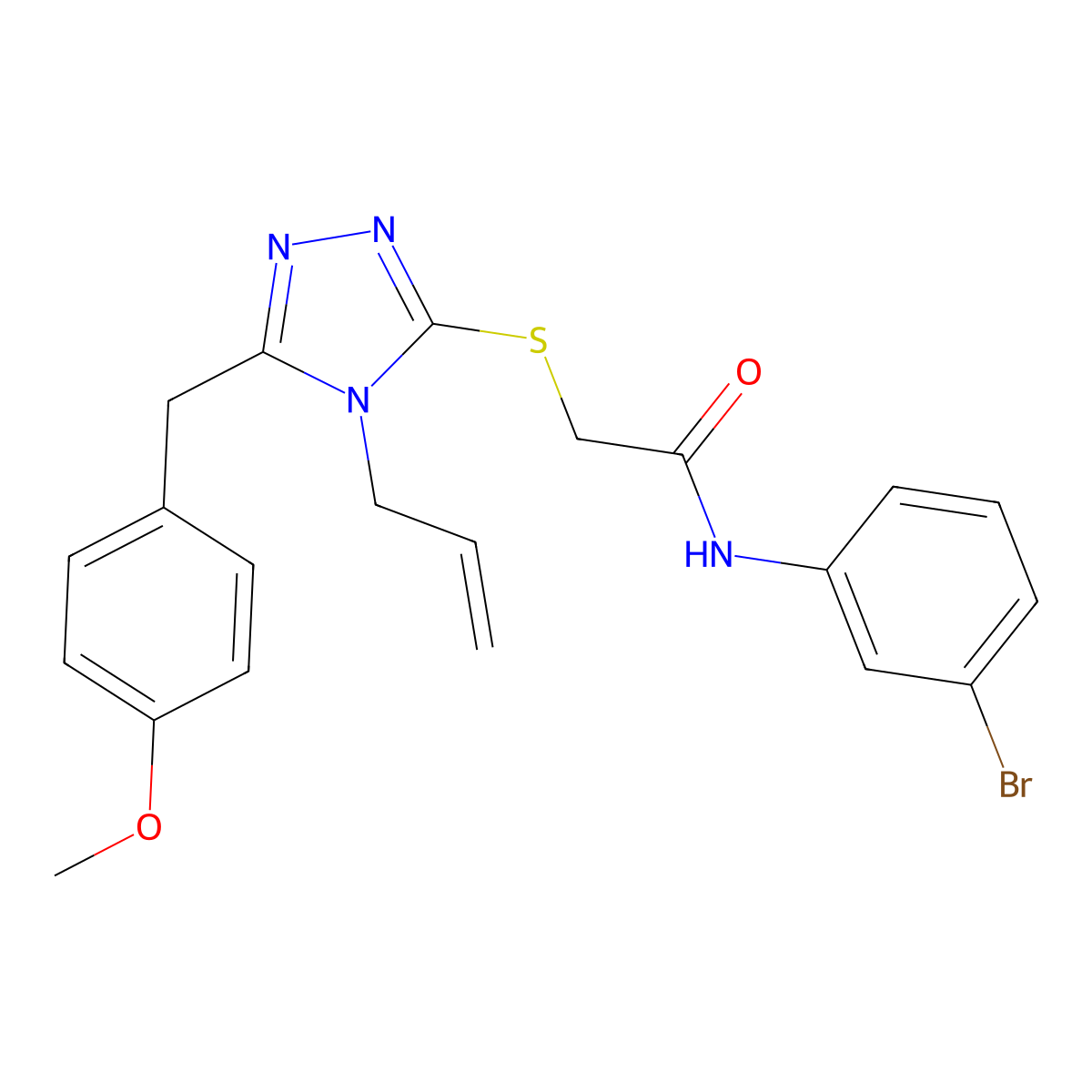 N-(3-bromophenyl)-2-[[5-[(4-methoxyphenyl)methyl]-4-prop-2-enyl-1,2,4-triazol-3-yl]sulfanyl]acetamide molecular structure, CAS 767325-65-5