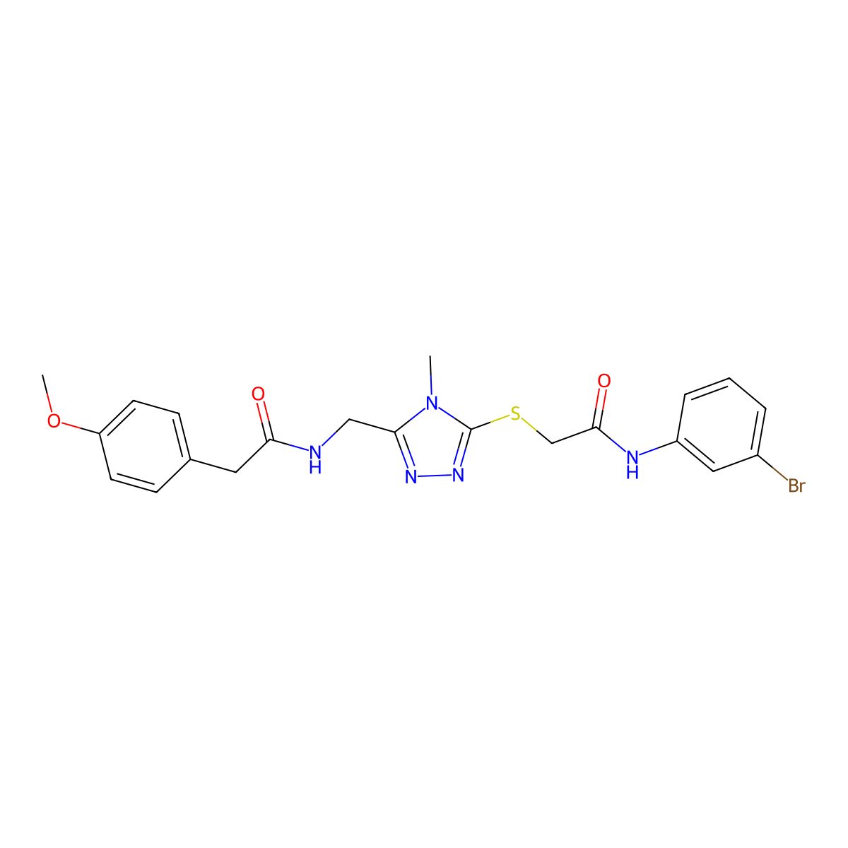 N-[[5-[2-(3-bromoanilino)-2-oxoethyl]sulfanyl-4-methyl-1,2,4-triazol-3-yl]methyl]-2-(4-methoxyphenyl)acetamide molecular structure, CAS 767325-71-3