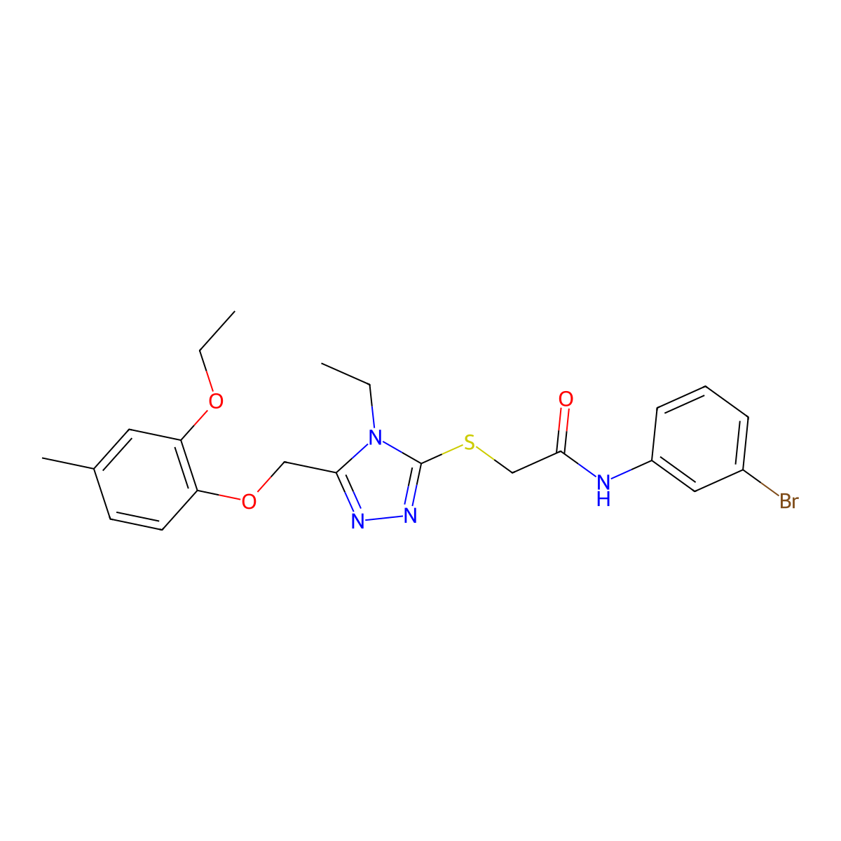 N-(3-bromophenyl)-2-[[5-[(2-ethoxy-4-methylphenoxy)methyl]-4-ethyl-1,2,4-triazol-3-yl]sulfanyl]acetamide molecular structure, CAS 767325-74-6