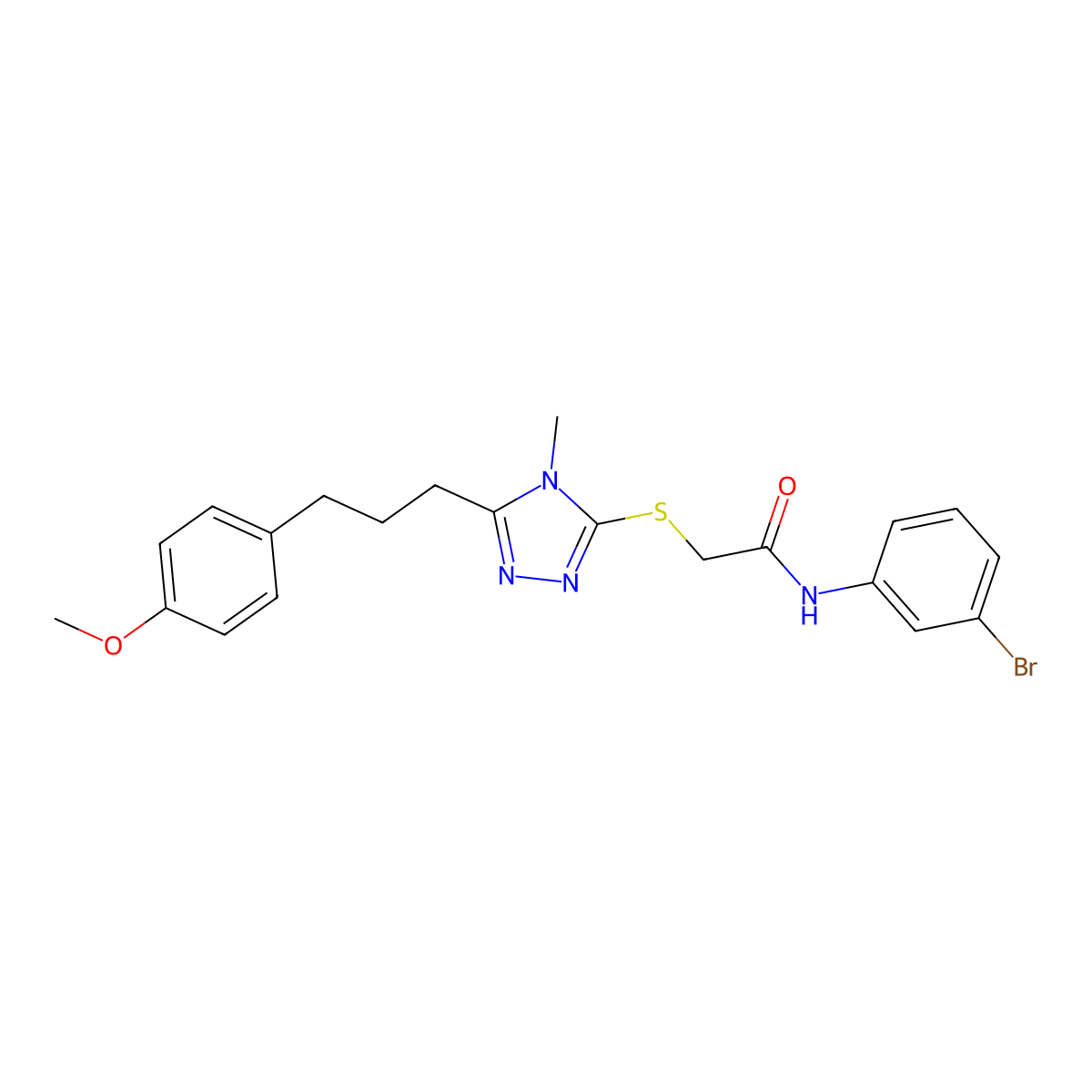 N-(3-bromophenyl)-2-[[5-[3-(4-methoxyphenyl)propyl]-4-methyl-1,2,4-triazol-3-yl]sulfanyl]acetamide molecular structure, CAS 767325-78-0