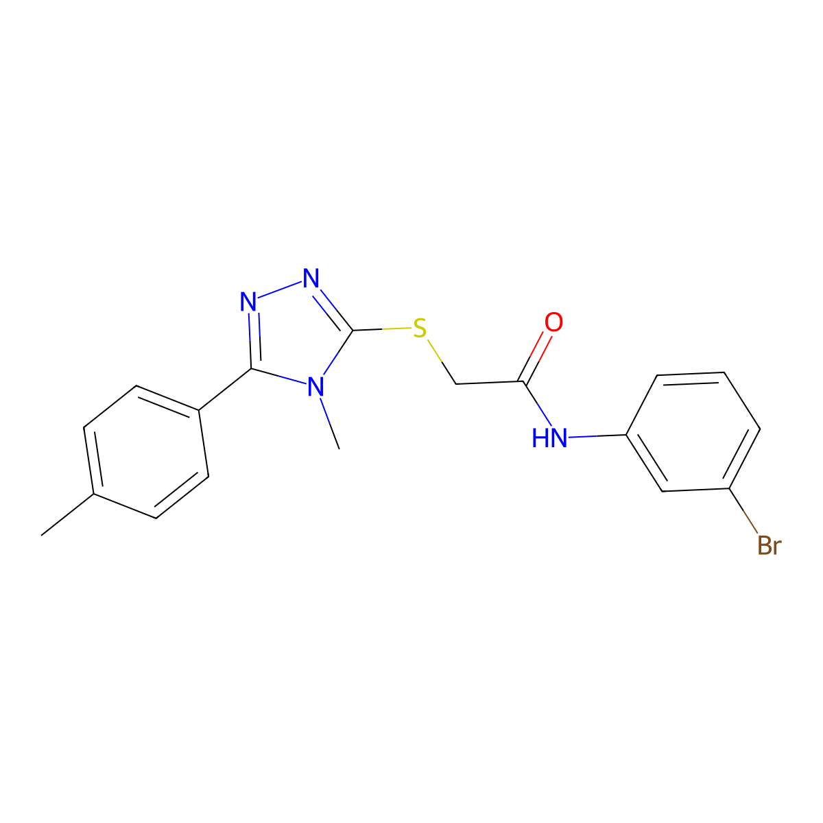 N-(3-bromophenyl)-2-[[4-methyl-5-(4-methylphenyl)-1,2,4-triazol-3-yl]sulfanyl]acetamide molecular structure, CAS 767325-79-1