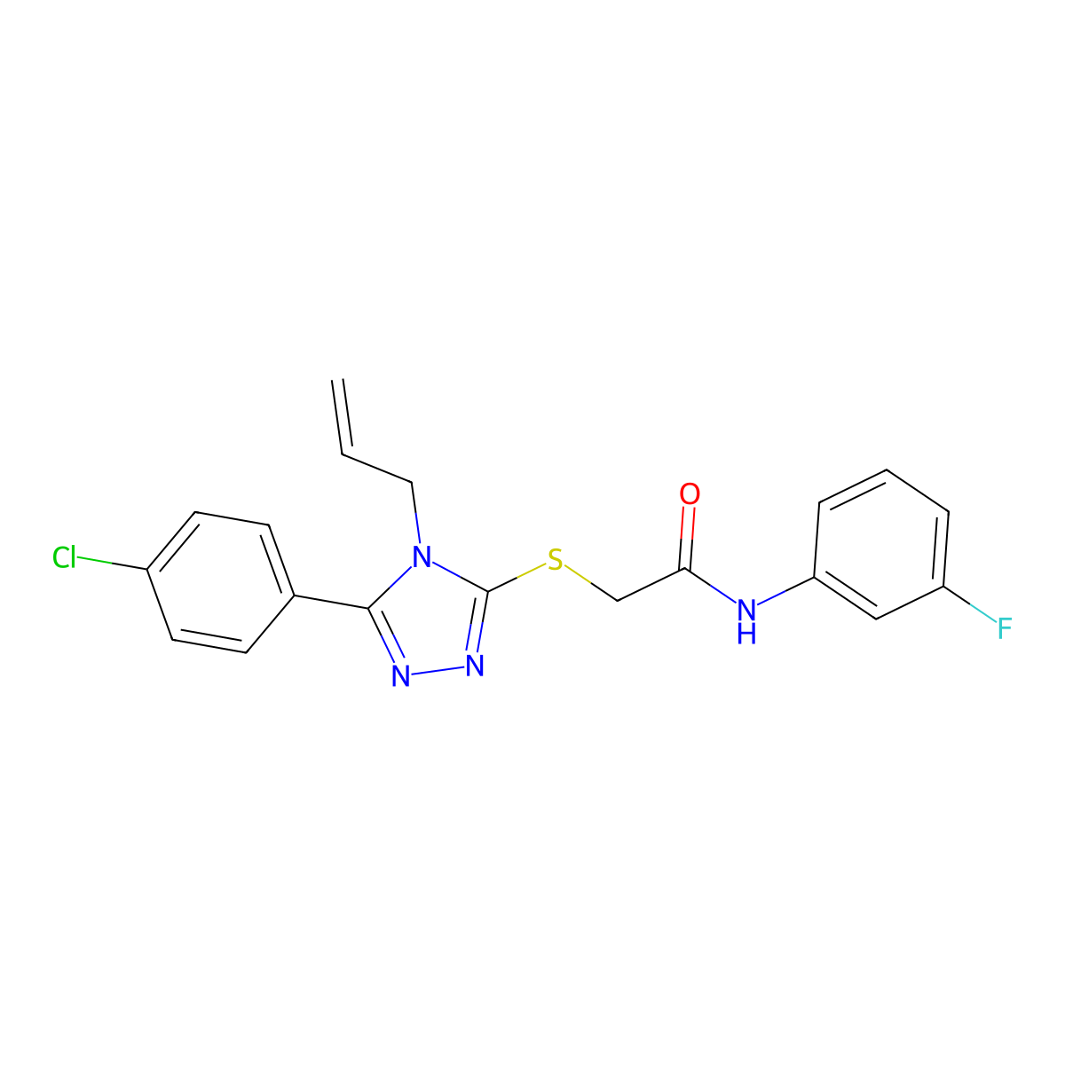 2-{[5-(4-chlorophenyl)-4-(prop-2-en-1-yl)-4H-1,2,4-triazol-3-yl]sulfanyl}-N-(3-fluorophenyl)acetamide molecular structure, CAS 767325-82-6
