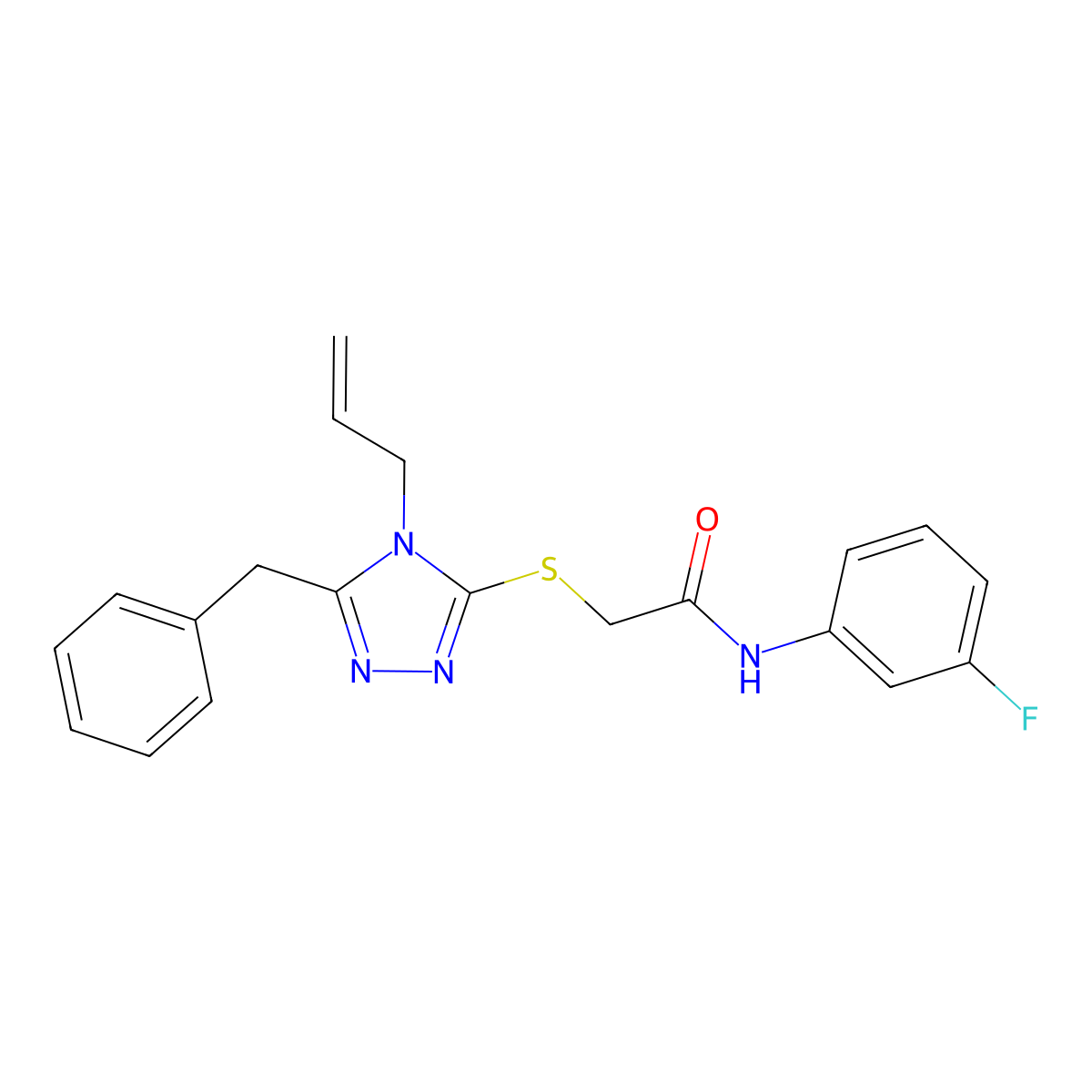 2-[(5-benzyl-4-prop-2-enyl-1,2,4-triazol-3-yl)sulfanyl]-N-(3-fluorophenyl)acetamide molecular structure, CAS 767325-88-2