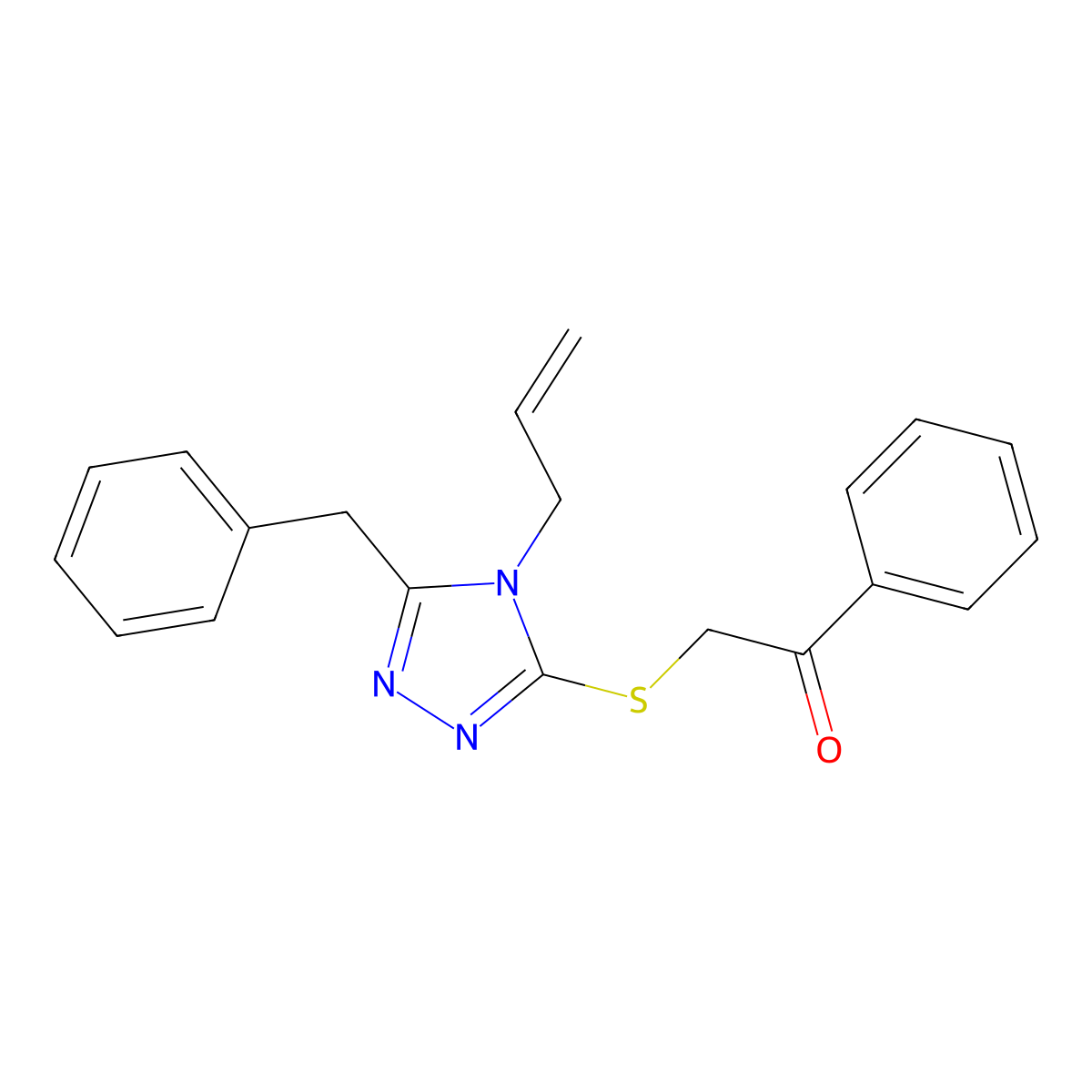 2-[(5-Benzyl-4-prop-2-enyl-1,2,4-triazol-3-yl)sulfanyl]-1-phenylethanone molecular structure, CAS 767326-02-3