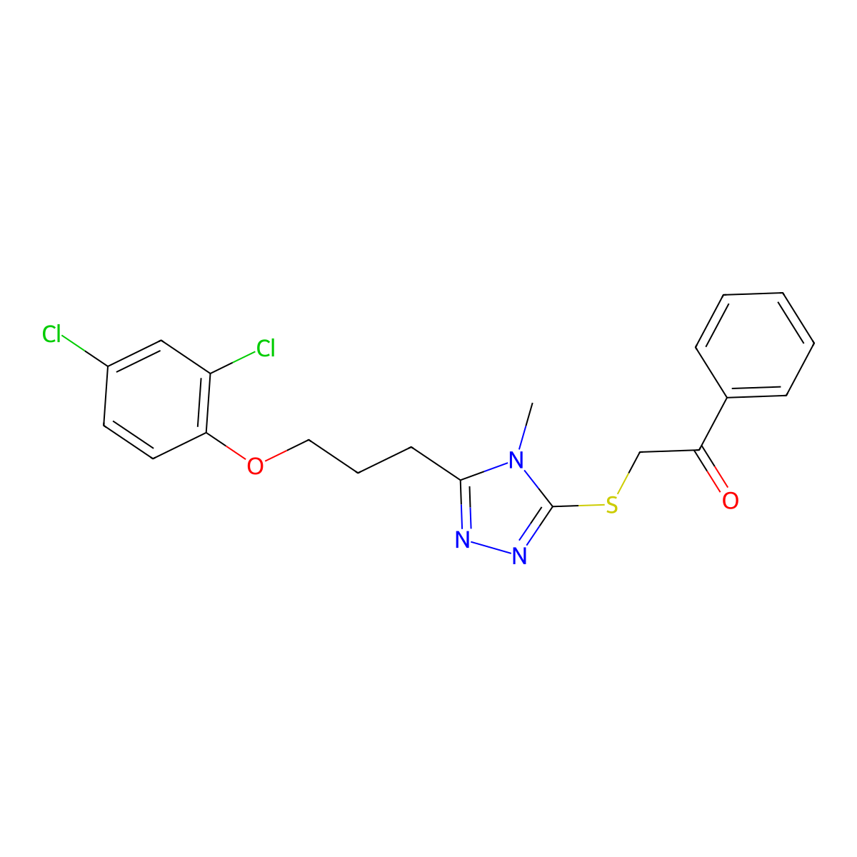 2-[[5-[3-(2,4-Dichlorophenoxy)propyl]-4-methyl-1,2,4-triazol-3-yl]sulfanyl]-1-phenylethanone molecular structure, CAS 767326-08-9