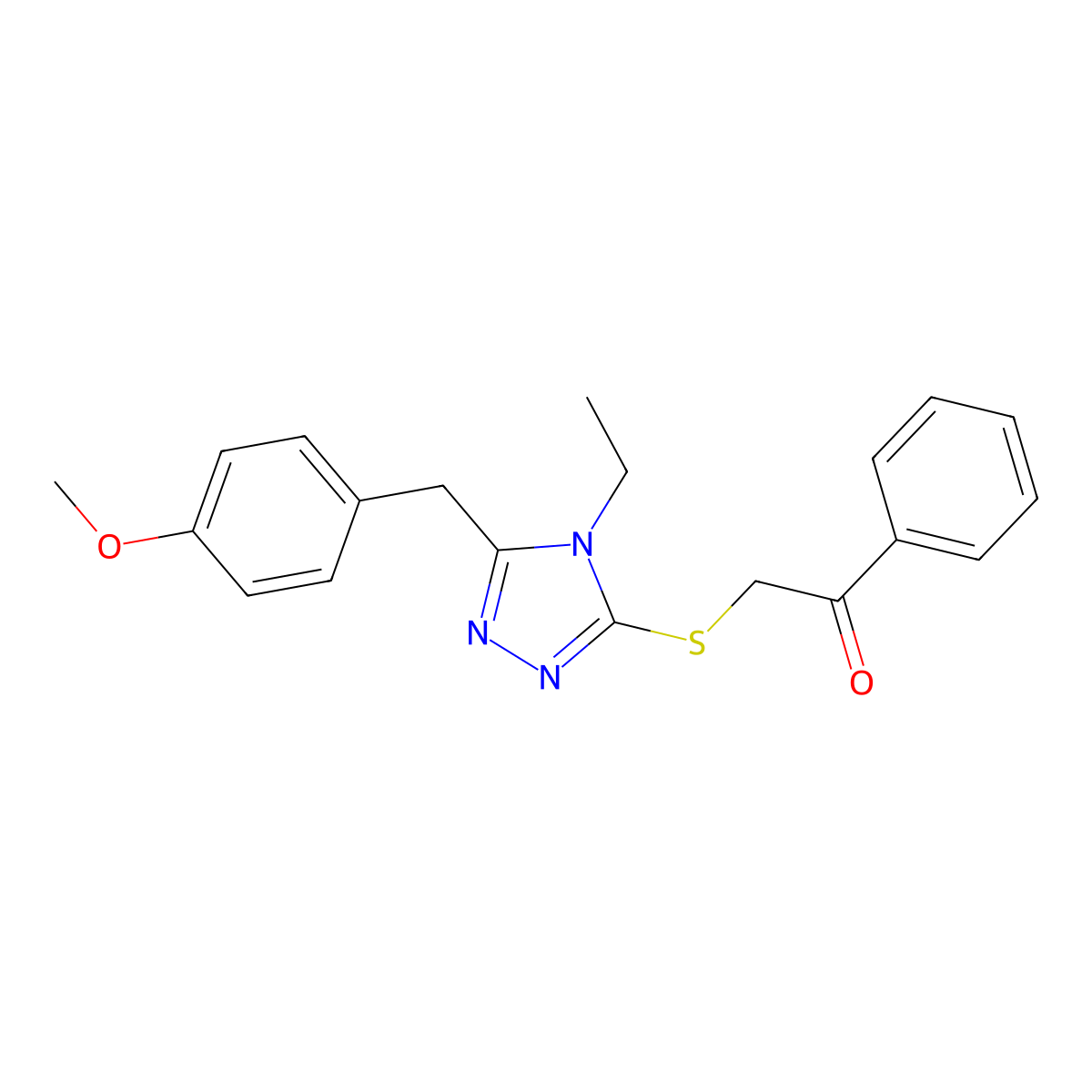 2-[[4-Ethyl-5-[(4-methoxyphenyl)methyl]-1,2,4-triazol-3-yl]sulfanyl]-1-phenylethanone molecular structure, CAS 767326-14-7