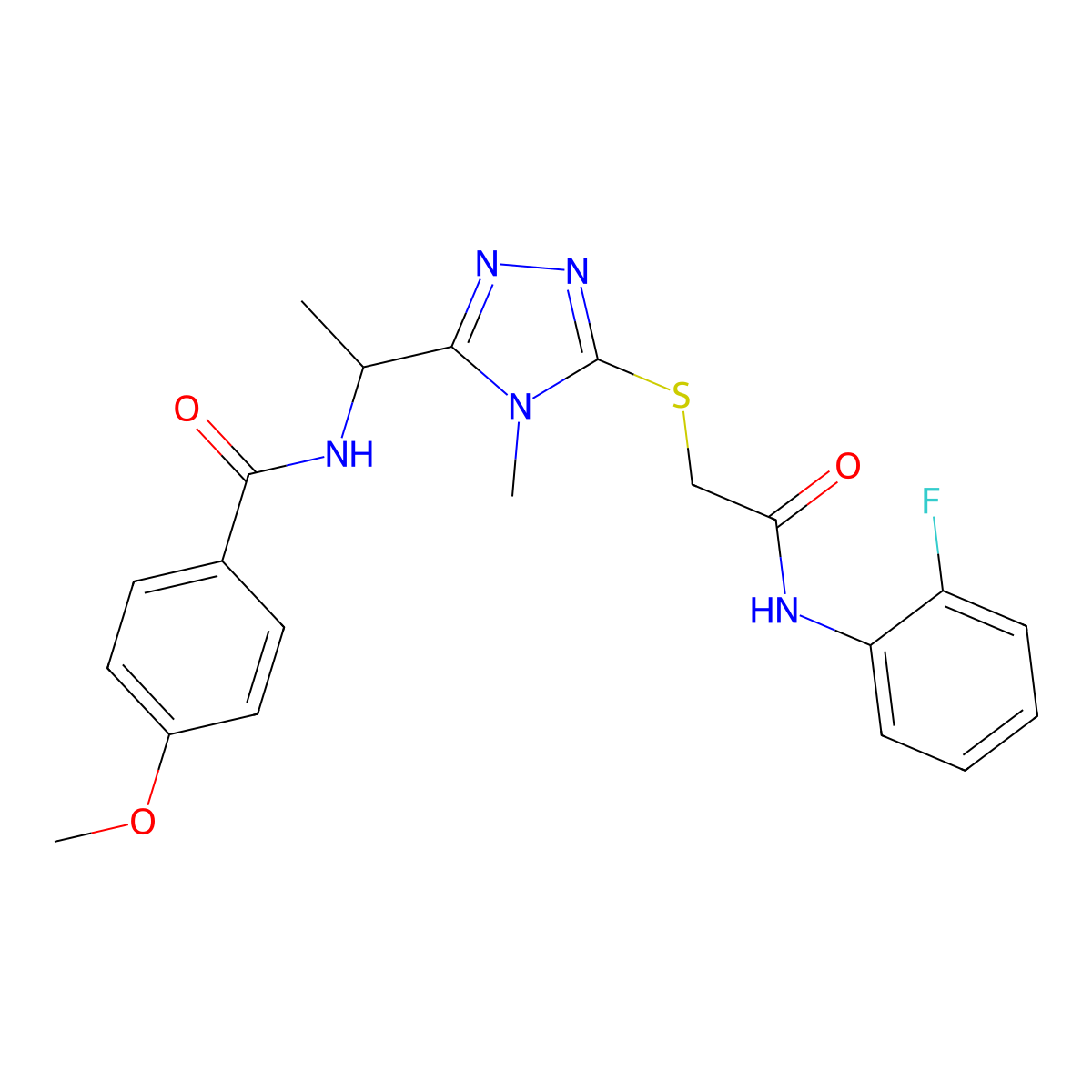 N-{1-[5-({2-[(2-fluorophenyl)amino]-2-oxoethyl}sulfanyl)-4-methyl-4H-1,2,4-triazol-3-yl]ethyl}-4-methoxybenzamide molecular structure, CAS 767326-28-3
