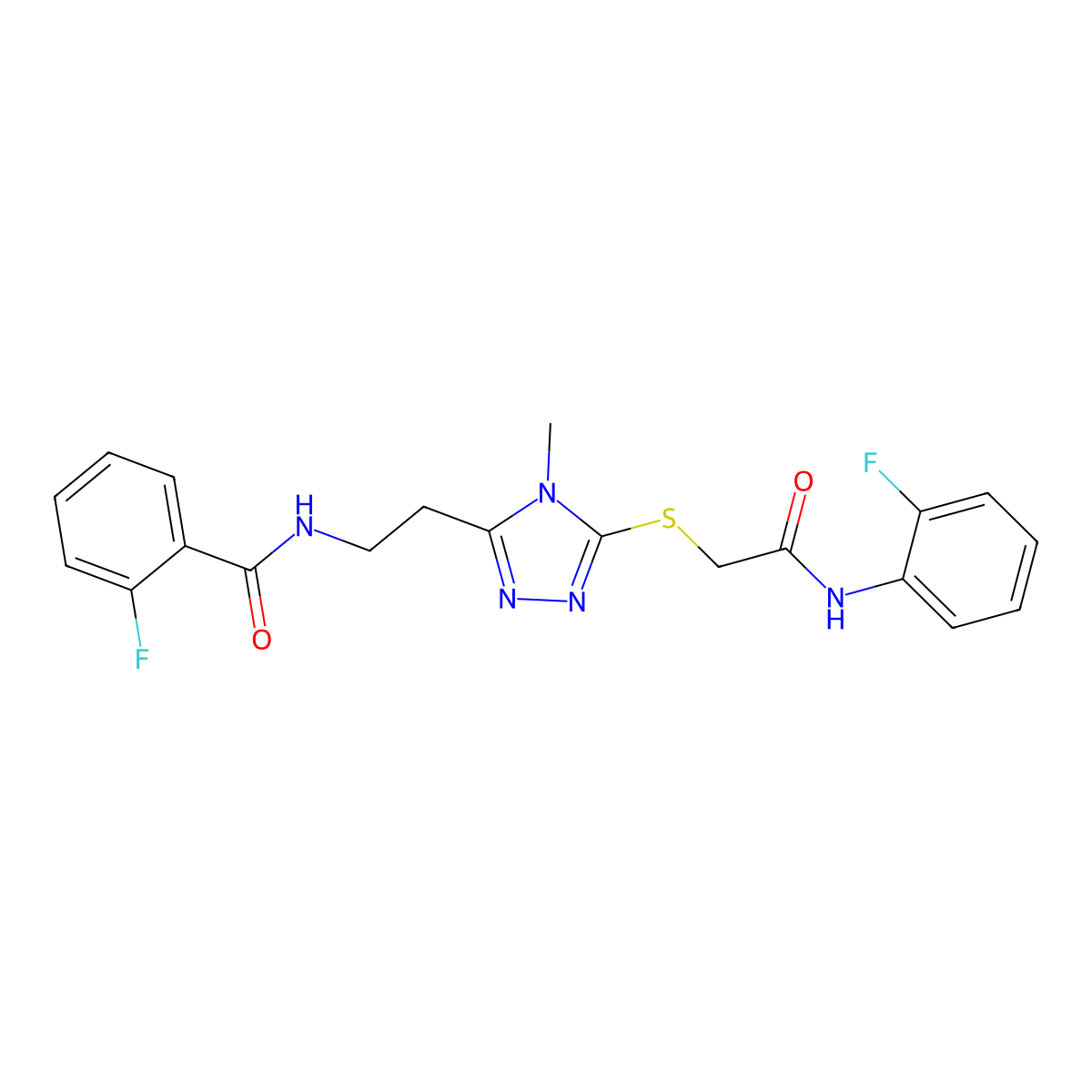 2-Fluoro-n-{2-[5-({[(2-fluorophenyl)carbamoyl]methyl}sulfanyl)-4-methyl-4h-1,2,4-triazol-3-yl]ethyl}benzamide molecular structure, CAS 767326-29-4