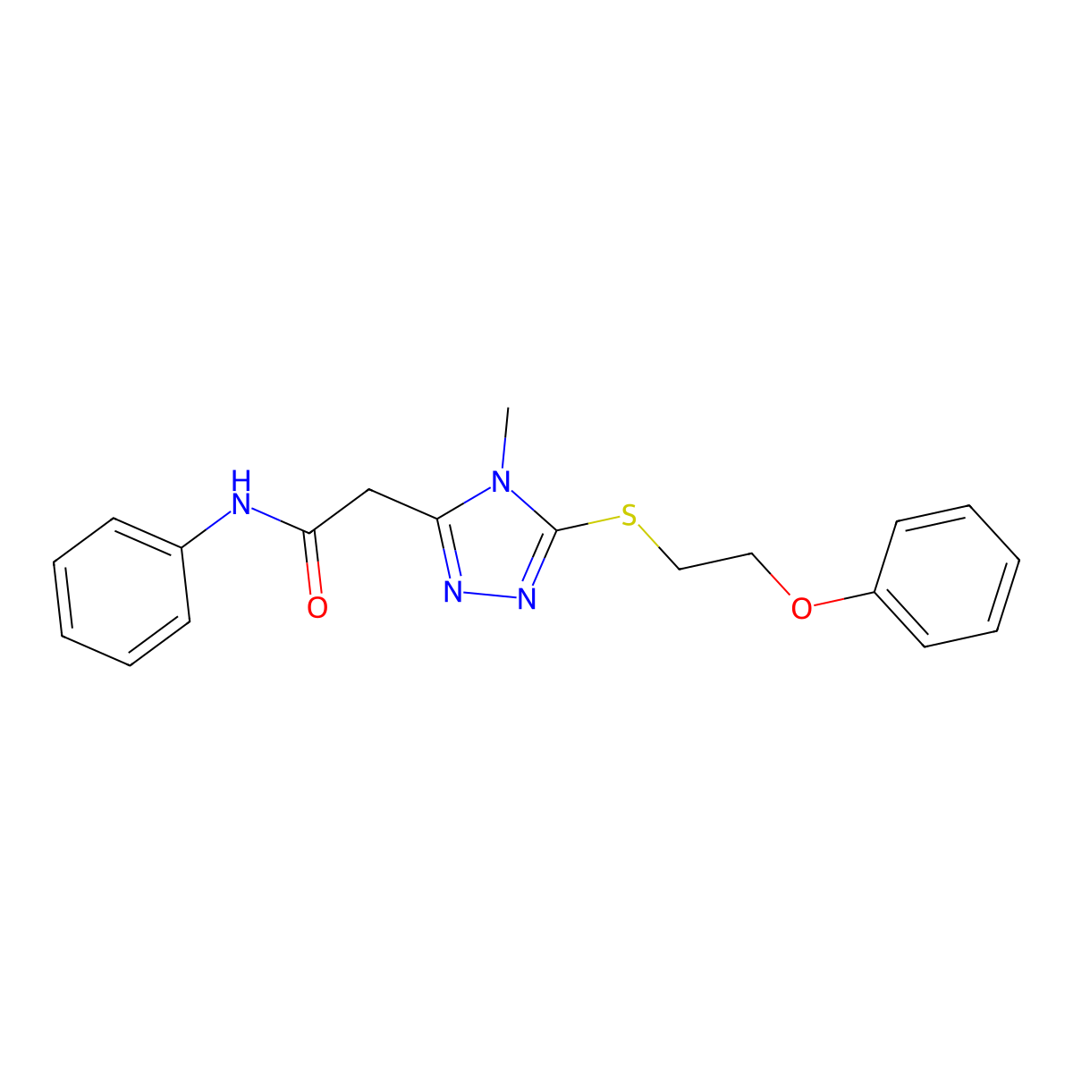 2-[4-methyl-5-(2-phenoxyethylsulfanyl)-1,2,4-triazol-3-yl]-N-phenylacetamide molecular structure, CAS 767326-30-7
