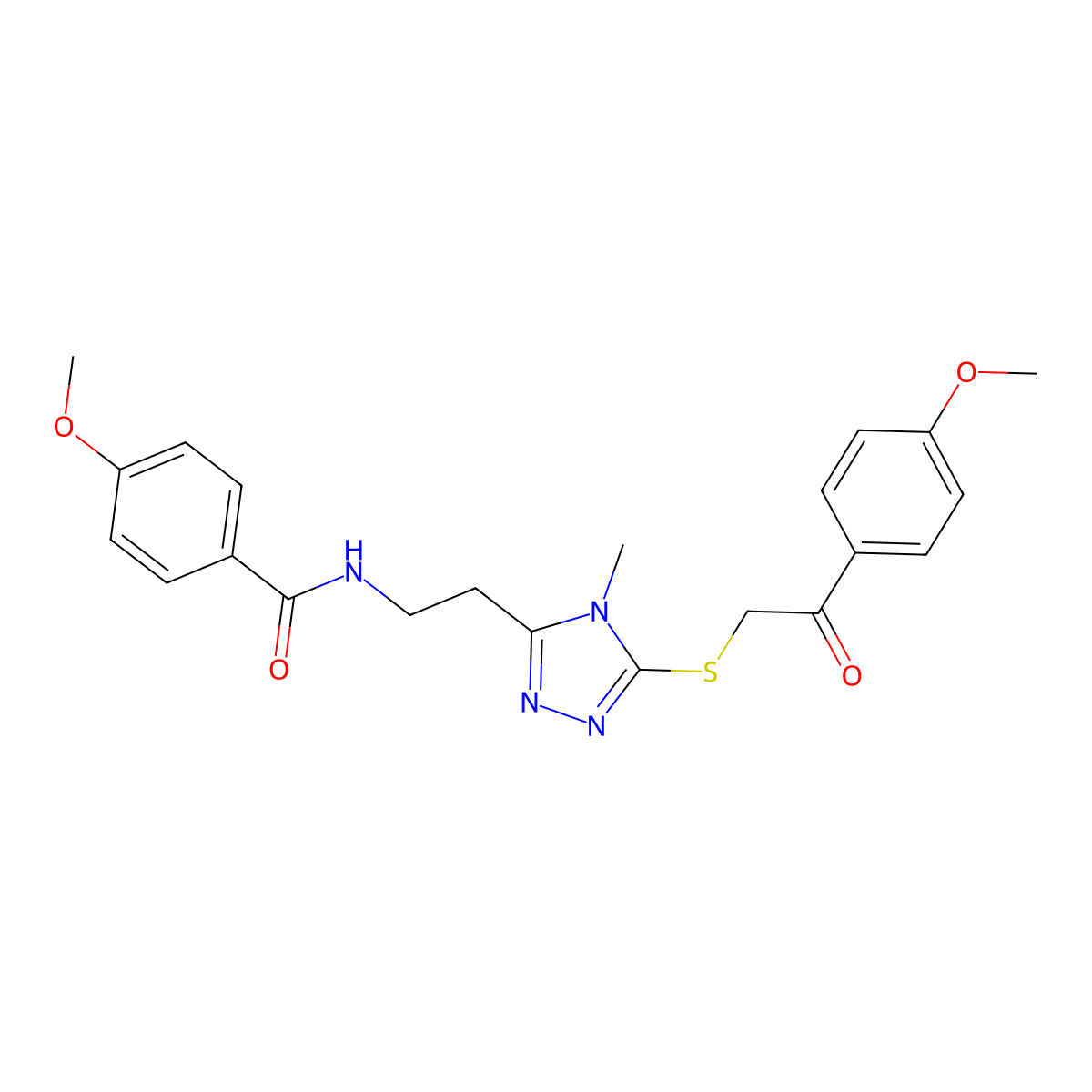 4-methoxy-N-[2-[5-[2-(4-methoxyphenyl)-2-oxoethyl]sulfanyl-4-methyl-1,2,4-triazol-3-yl]ethyl]benzamide molecular structure, CAS 767326-34-1