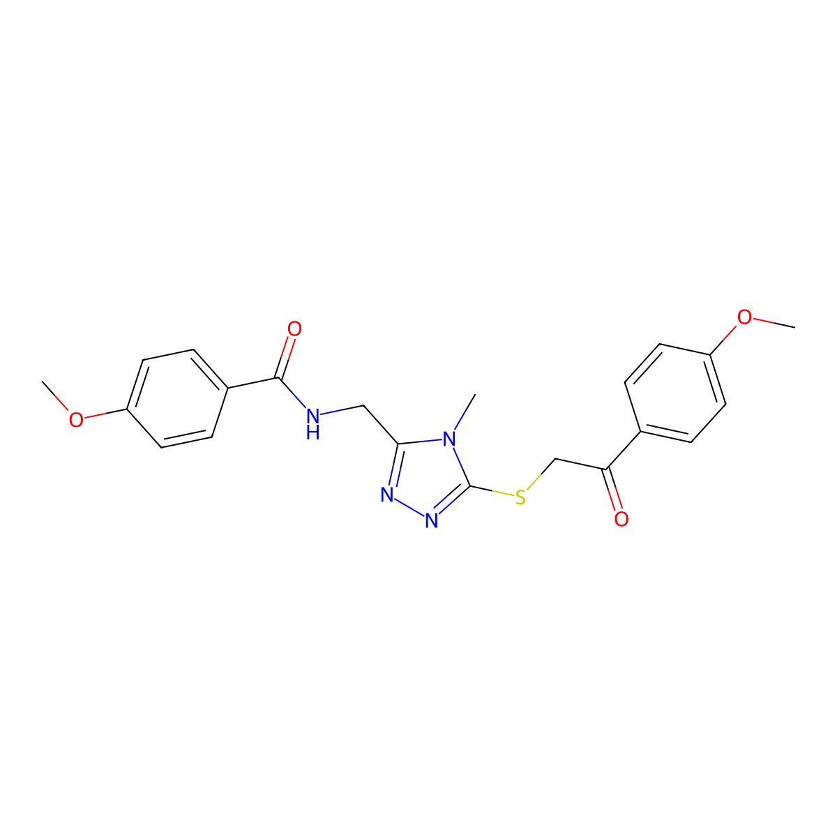 4-methoxy-N-[[5-[2-(4-methoxyphenyl)-2-oxoethyl]sulfanyl-4-methyl-1,2,4-triazol-3-yl]methyl]benzamide molecular structure, CAS 767326-35-2