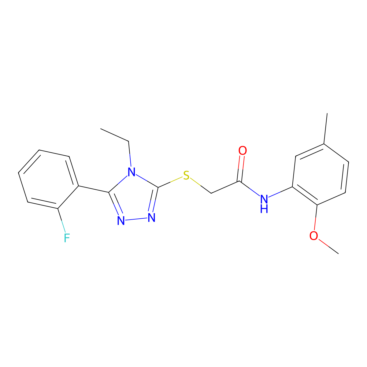 2-{[4-ethyl-5-(2-fluorophenyl)-4H-1,2,4-triazol-3-yl]sulfanyl}-N-(2-methoxy-5-methylphenyl)acetamide molecular structure, CAS 767326-46-5