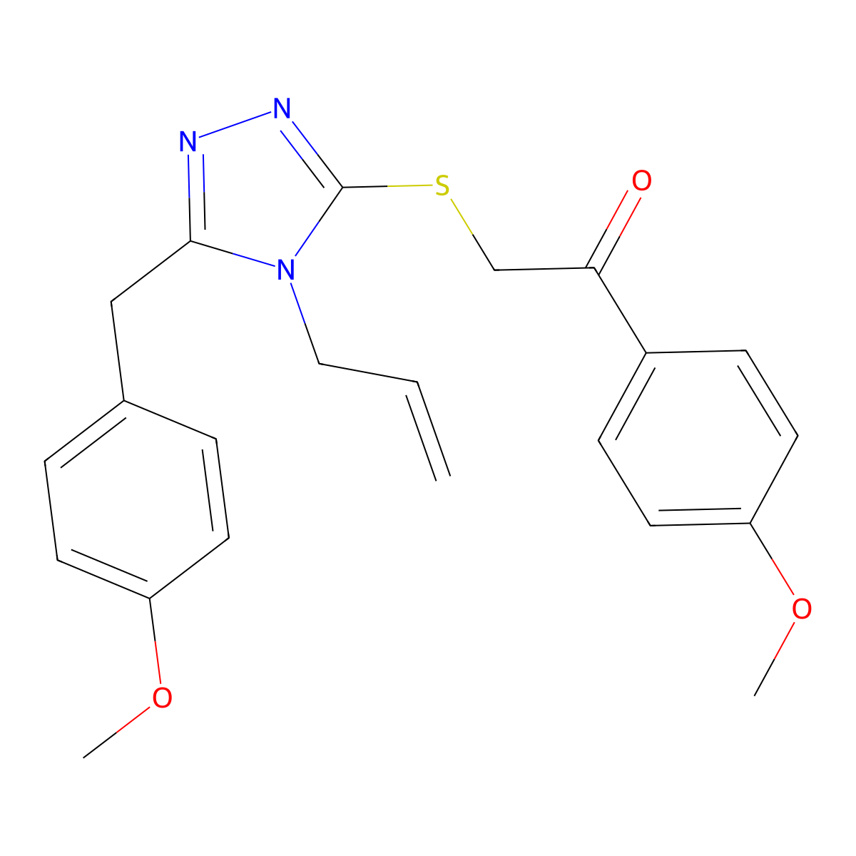 2-{[5-(4-methoxybenzyl)-4-(prop-2-en-1-yl)-4H-1,2,4-triazol-3-yl]sulfanyl}-1-(4-methoxyphenyl)ethanone molecular structure, CAS 767326-56-7