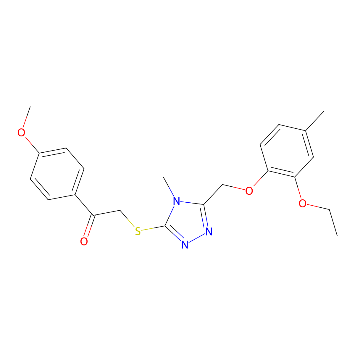 2-[[5-[(2-Ethoxy-4-methylphenoxy)methyl]-4-methyl-1,2,4-triazol-3-yl]sulfanyl]-1-(4-methoxyphenyl)ethanone molecular structure, CAS 767326-58-9