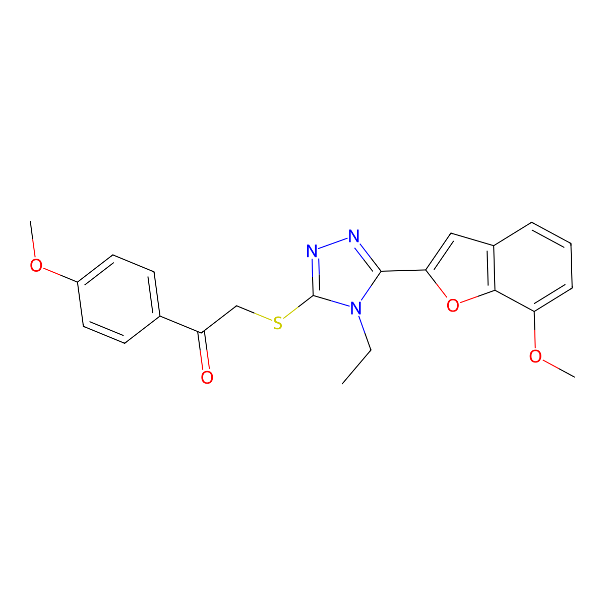2-[[4-Ethyl-5-(7-methoxy-1-benzofuran-2-yl)-1,2,4-triazol-3-yl]sulfanyl]-1-(4-methoxyphenyl)ethanone molecular structure, CAS 767326-62-5