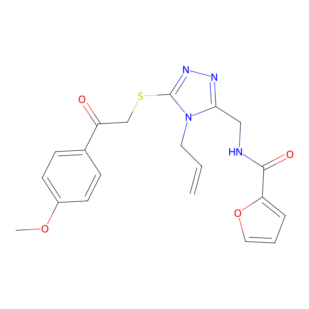 N-[[5-[2-(4-methoxyphenyl)-2-oxoethyl]sulfanyl-4-prop-2-enyl-1,2,4-triazol-3-yl]methyl]furan-2-carboxamide molecular structure, CAS 767326-63-6