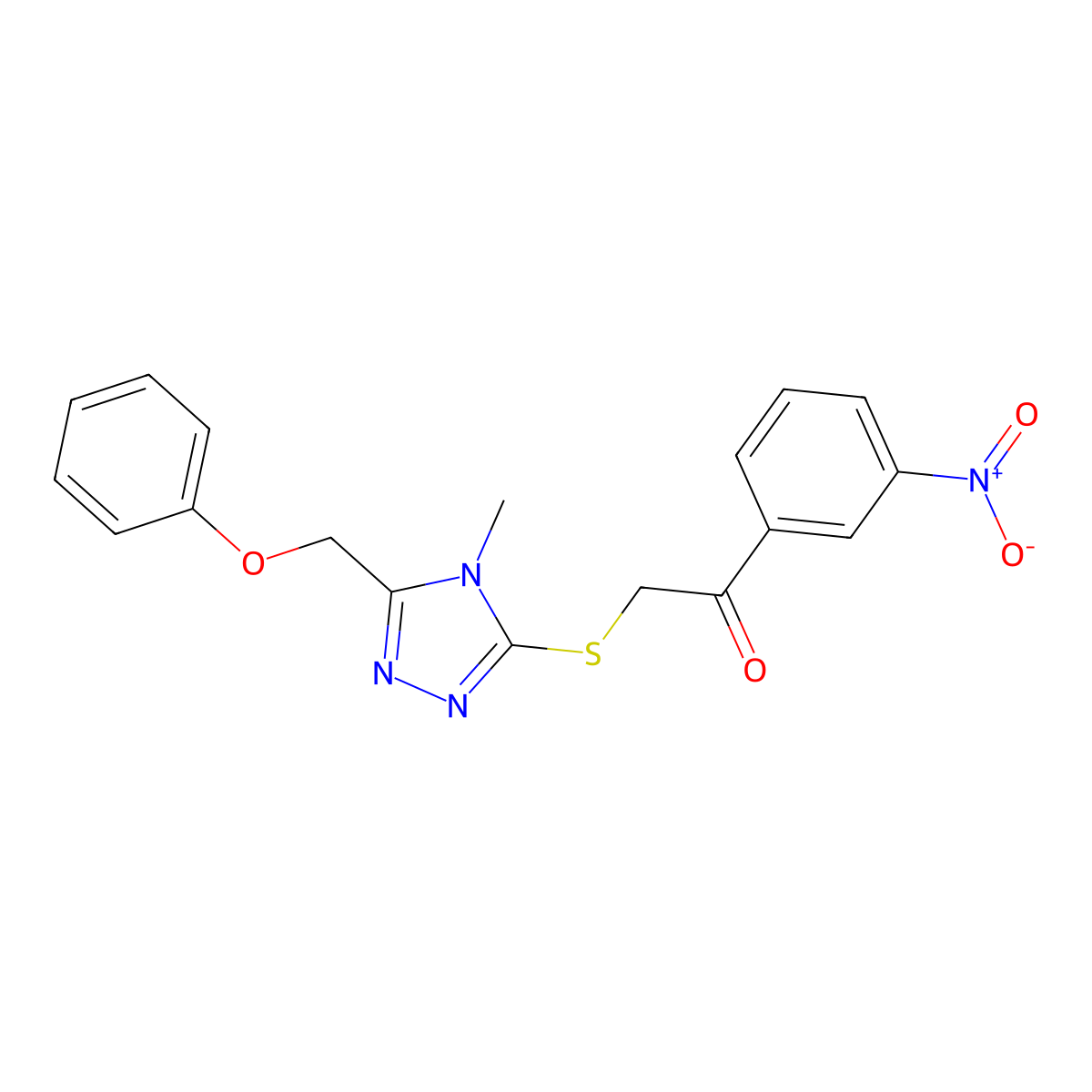 2-[[4-Methyl-5-(phenoxymethyl)-1,2,4-triazol-3-yl]sulfanyl]-1-(3-nitrophenyl)ethanone molecular structure, CAS 767326-92-1
