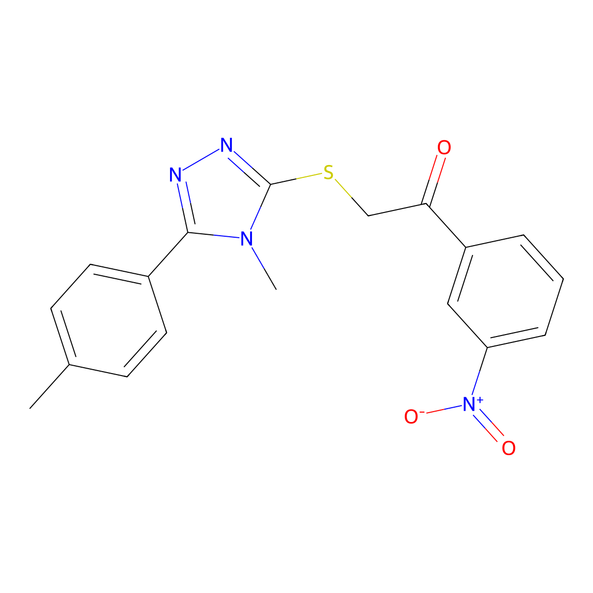2-[[4-Methyl-5-(4-methylphenyl)-1,2,4-triazol-3-yl]sulfanyl]-1-(3-nitrophenyl)ethanone molecular structure, CAS 767326-95-4