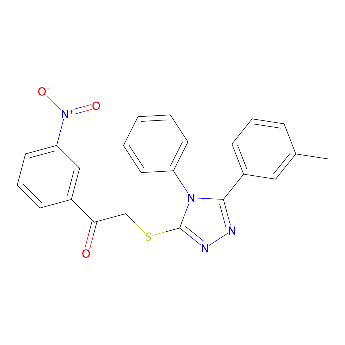 2-[[5-(3-Methylphenyl)-4-phenyl-1,2,4-triazol-3-yl]sulfanyl]-1-(3-nitrophenyl)ethanone molecular structure, CAS 767327-01-5