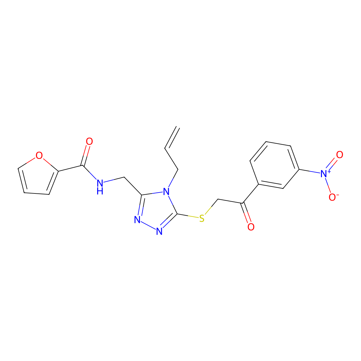 N-[[5-[2-(3-nitrophenyl)-2-oxoethyl]sulfanyl-4-prop-2-enyl-1,2,4-triazol-3-yl]methyl]furan-2-carboxamide molecular structure, CAS 767327-02-6
