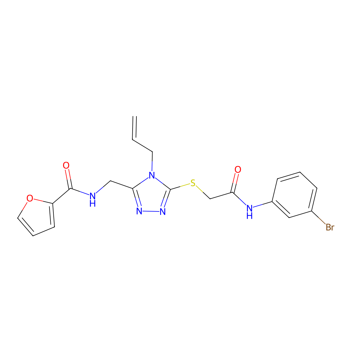 N-[[5-[2-(3-bromoanilino)-2-oxoethyl]sulfanyl-4-prop-2-enyl-1,2,4-triazol-3-yl]methyl]furan-2-carboxamide molecular structure, CAS 767327-04-8