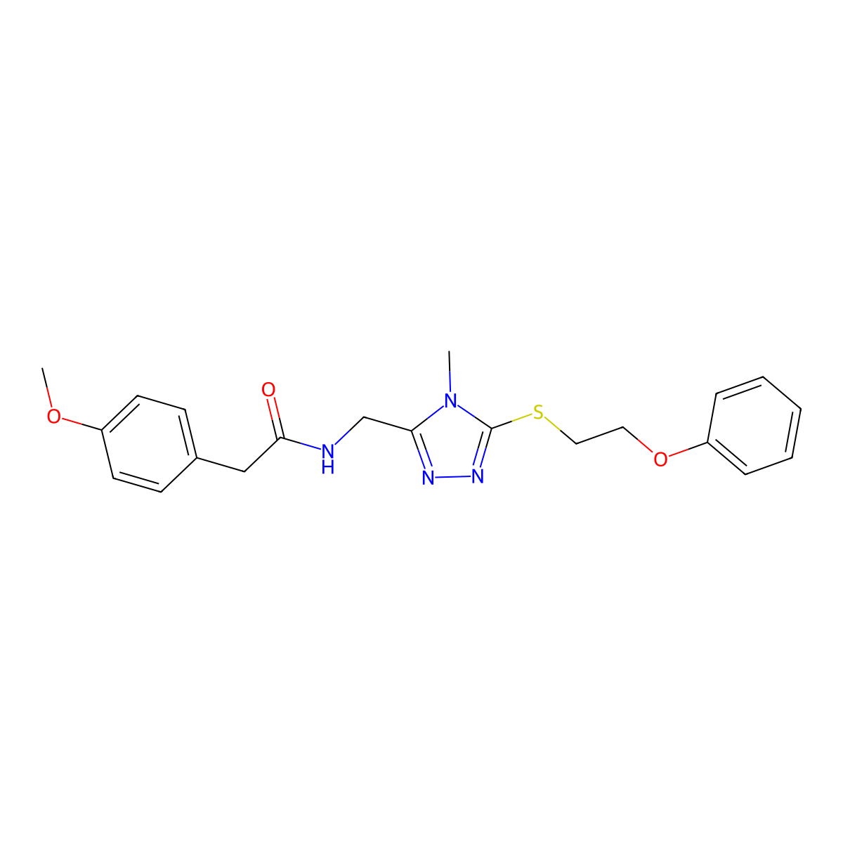 2-(4-methoxyphenyl)-N-[[4-methyl-5-(2-phenoxyethylsulfanyl)-1,2,4-triazol-3-yl]methyl]acetamide molecular structure, CAS 767327-07-1