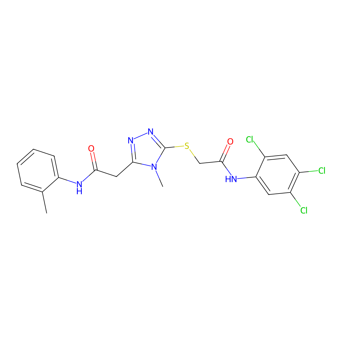 2-[4-methyl-5-[2-oxo-2-(2,4,5-trichloroanilino)ethyl]sulfanyl-1,2,4-triazol-3-yl]-N-(2-methylphenyl)acetamide molecular structure, CAS 767327-09-3