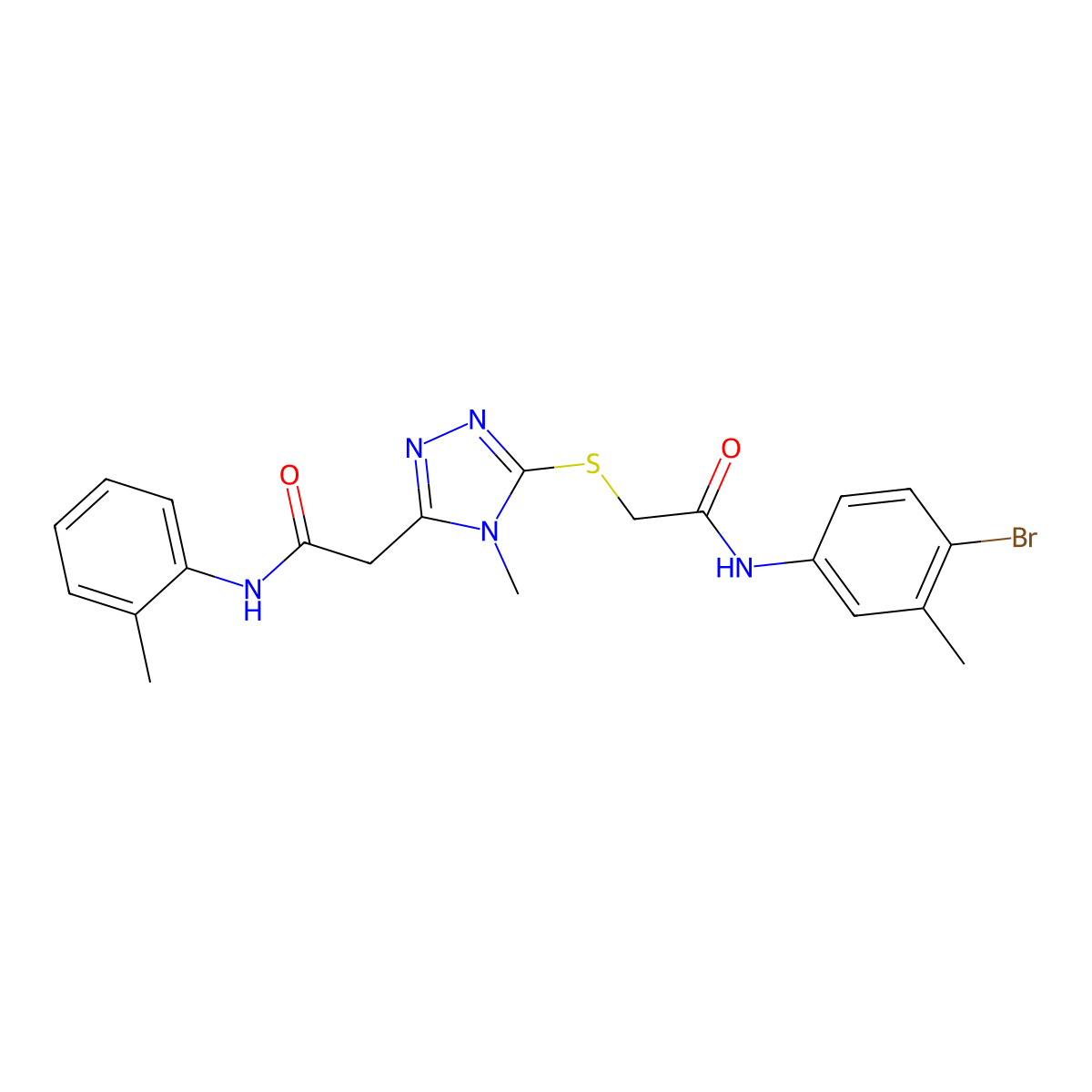 2-[5-[2-(4-bromo-3-methylanilino)-2-oxoethyl]sulfanyl-4-methyl-1,2,4-triazol-3-yl]-N-(2-methylphenyl)acetamide molecular structure, CAS 767327-12-8