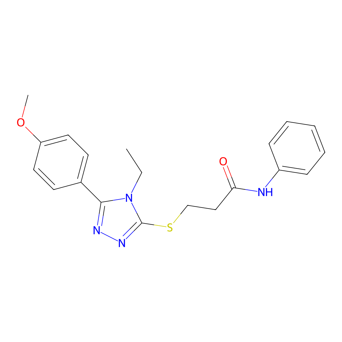 3-[[4-ethyl-5-(4-methoxyphenyl)-1,2,4-triazol-3-yl]sulfanyl]-N-phenylpropanamide molecular structure, CAS 767327-34-4