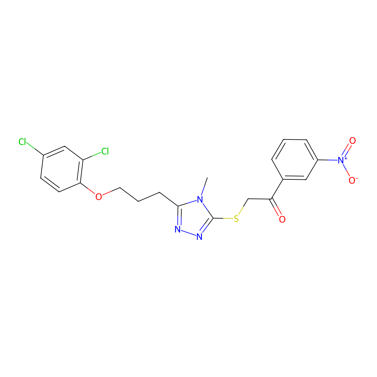 2-[[5-[3-(2,4-Dichlorophenoxy)propyl]-4-methyl-1,2,4-triazol-3-yl]sulfanyl]-1-(3-nitrophenyl)ethanone molecular structure, CAS 767327-36-6
