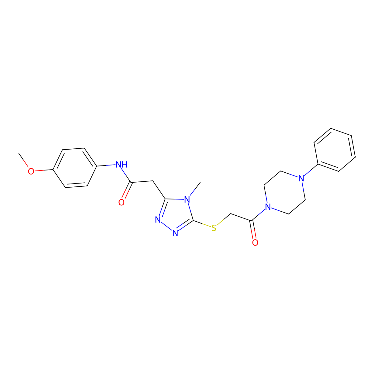 N-(4-methoxyphenyl)-2-[4-methyl-5-[2-oxo-2-(4-phenylpiperazin-1-yl)ethyl]sulfanyl-1,2,4-triazol-3-yl]acetamide molecular structure, CAS 767327-51-5