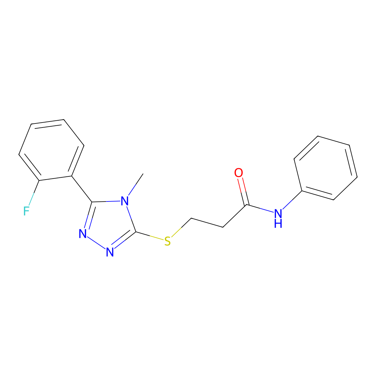 3-[[5-(2-fluorophenyl)-4-methyl-1,2,4-triazol-3-yl]sulfanyl]-N-phenylpropanamide molecular structure, CAS 767327-55-9