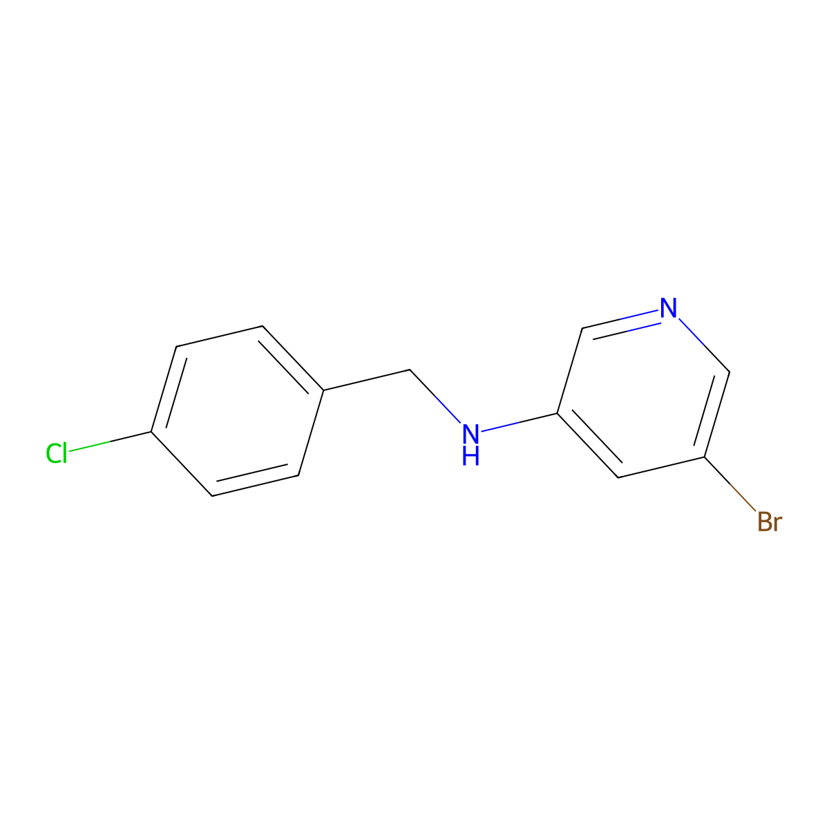 3-Pyridinamine, 5-bromo-N-[(4-chlorophenyl)methyl]- molecular structure, CAS 767342-26-7