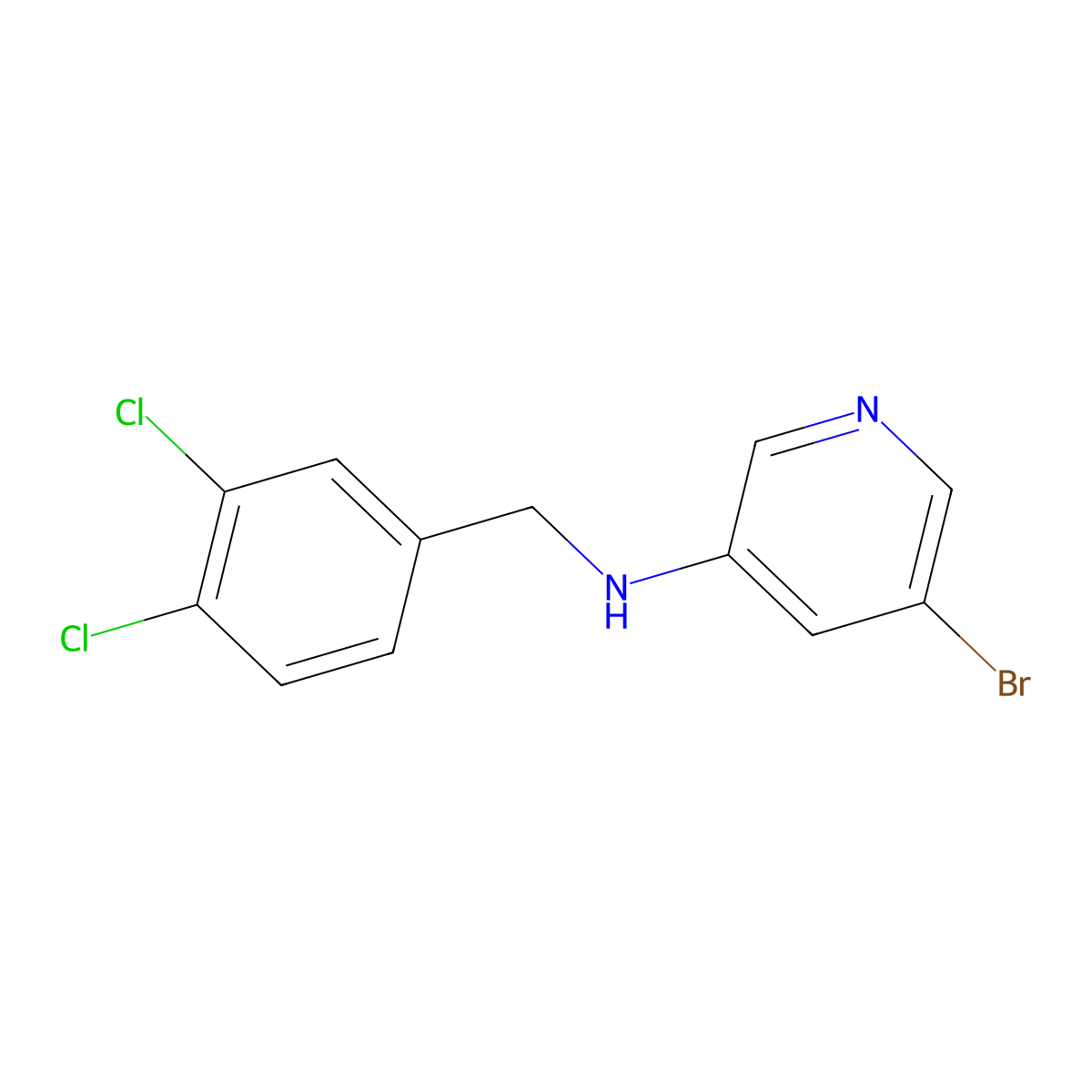 5-Bromo-N-[(3,4-dichlorophenyl)methyl]pyridin-3-amine molecular structure, CAS 767342-29-0