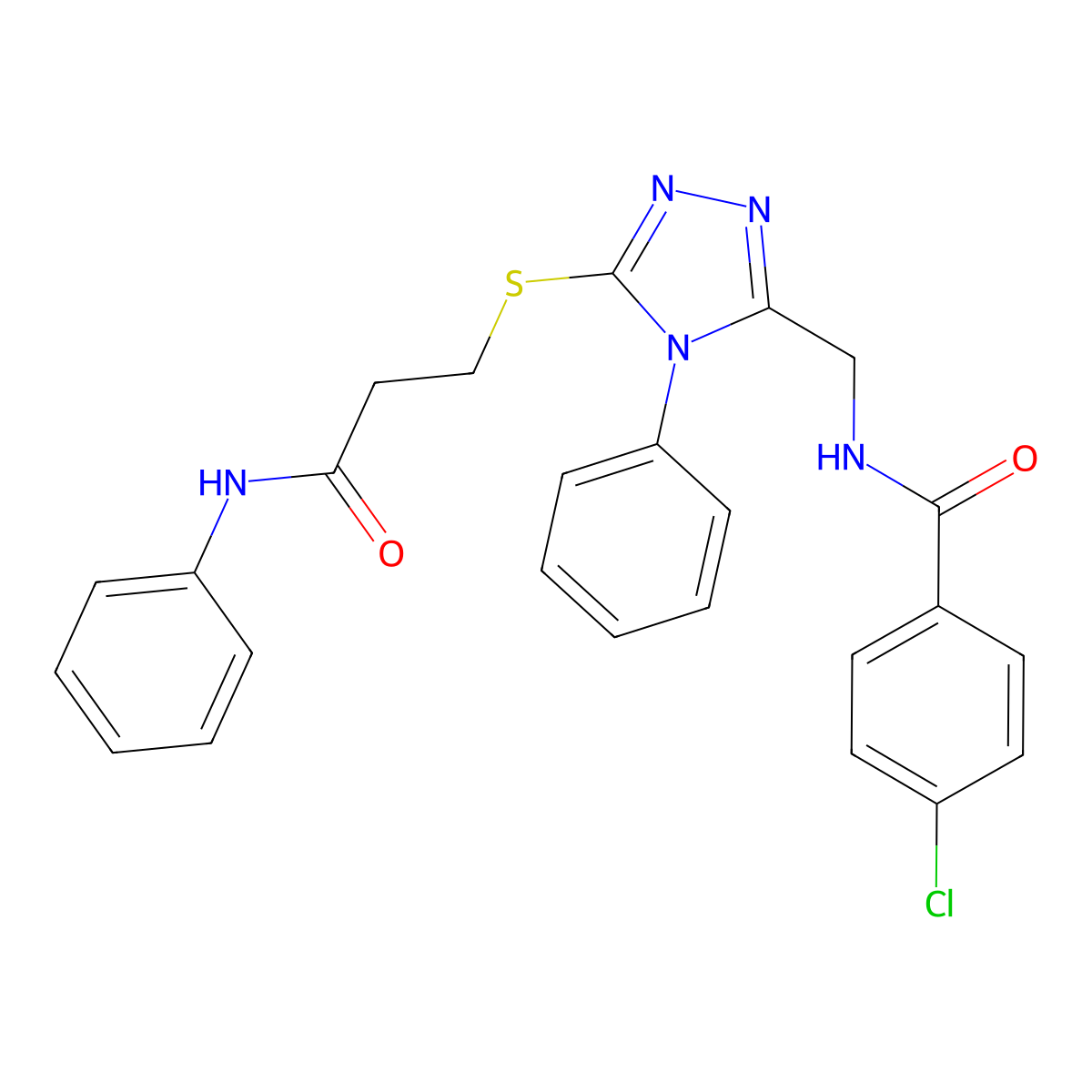 N-[[5-(3-anilino-3-oxopropyl)sulfanyl-4-phenyl-1,2,4-triazol-3-yl]methyl]-4-chlorobenzamide molecular structure, CAS 767344-41-2