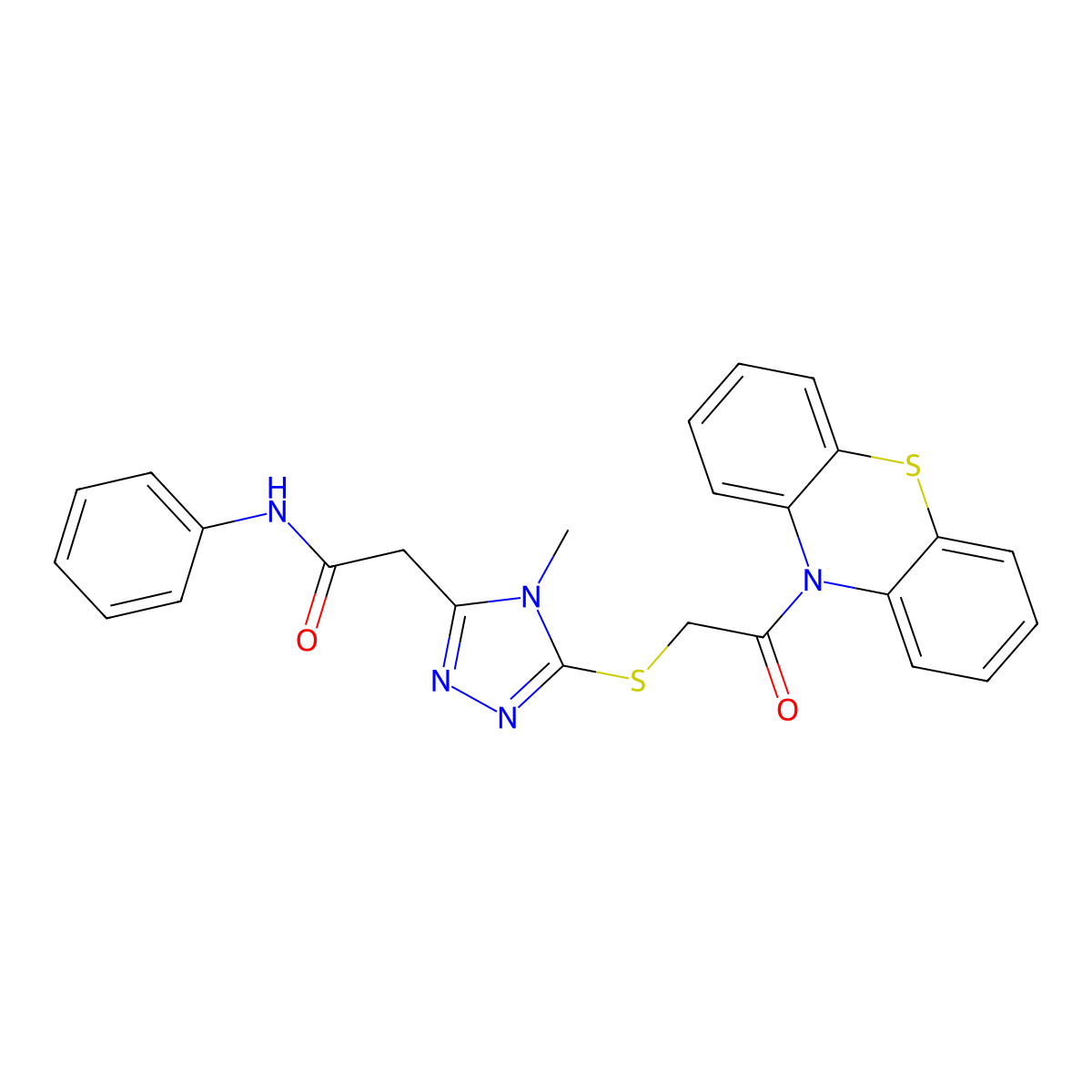 2-[4-methyl-5-(2-oxo-2-phenothiazin-10-ylethyl)sulfanyl-1,2,4-triazol-3-yl]-N-phenylacetamide molecular structure, CAS 767344-48-9