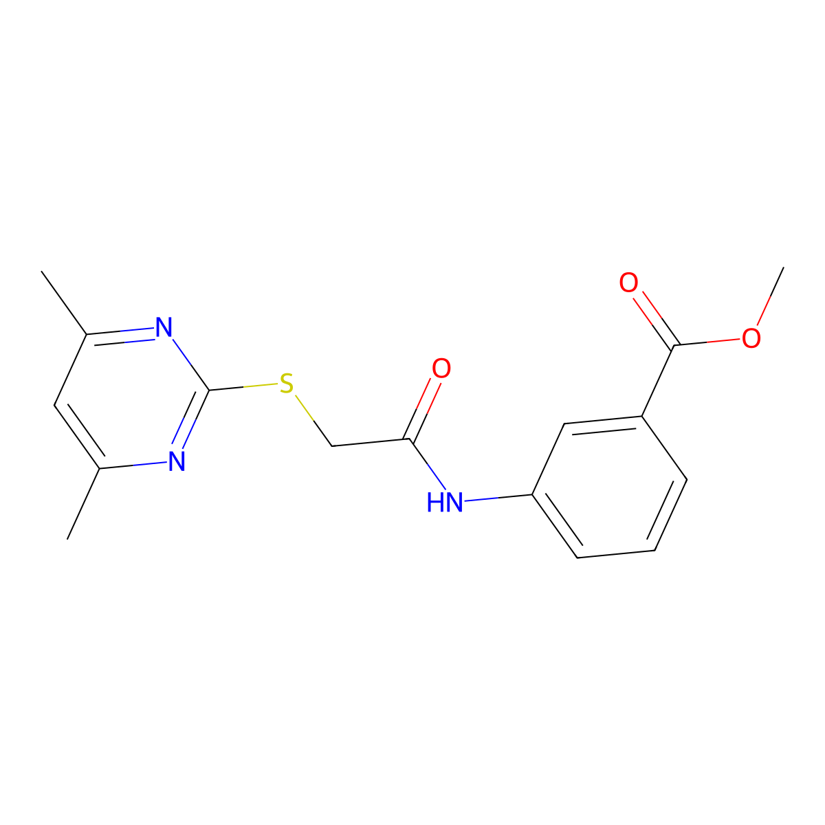 Methyl 3-({[(4,6-dimethylpyrimidin-2-yl)sulfanyl]acetyl}amino)benzoate molecular structure, CAS 767346-91-8