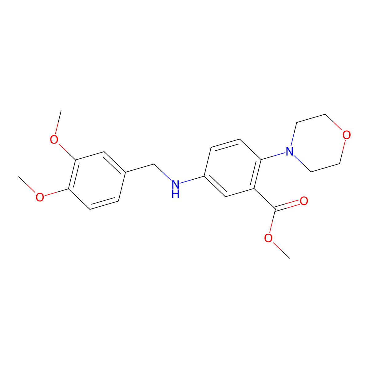 5-(3,4-Dimethoxy-benzylamino)-2-morpholin-4-yl-benzoic acid methyl ester molecular structure, CAS 767347-05-7