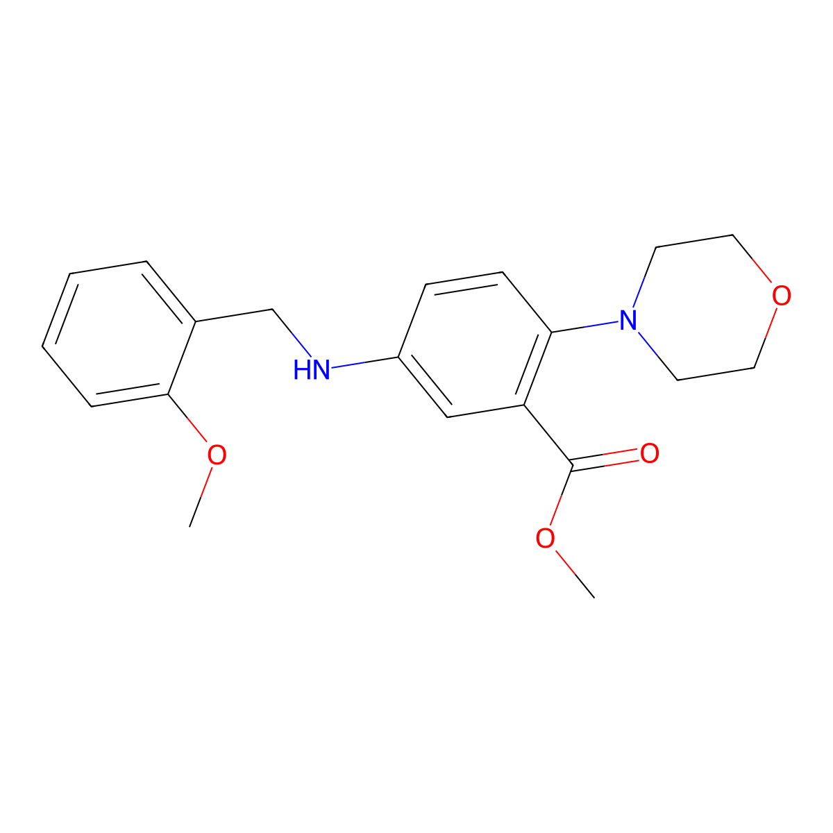 Methyl 5-[(2-methoxybenzyl)amino]-2-(4-morpholinyl)benzoate molecular structure, CAS 767347-14-8