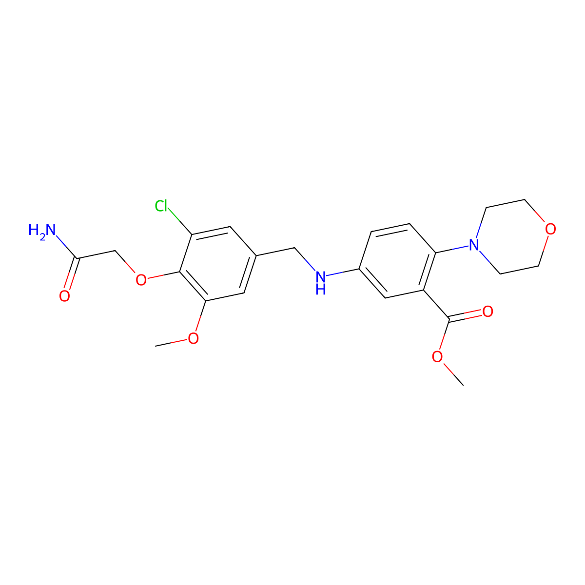 Methyl 5-[[4-(2-amino-2-oxoethoxy)-3-chloro-5-methoxyphenyl]methylamino]-2-morpholin-4-ylbenzoate molecular structure, CAS 767347-22-8