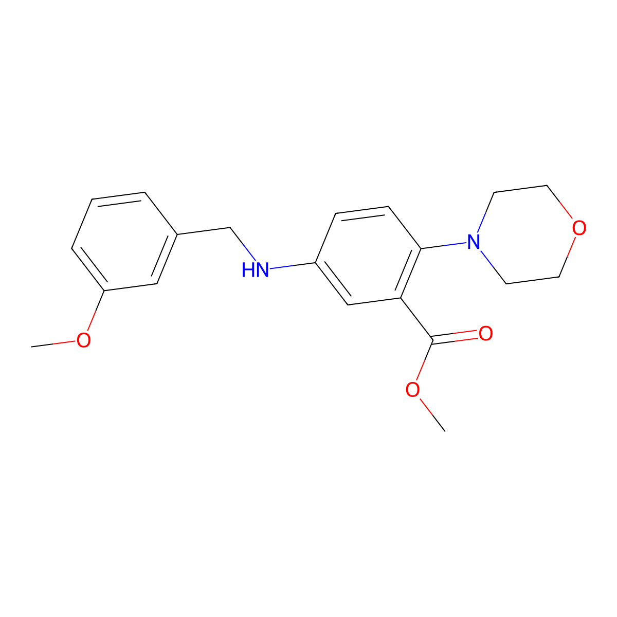 Methyl 5-[(3-methoxybenzyl)amino]-2-(4-morpholinyl)benzoate molecular structure, CAS 767347-26-2
