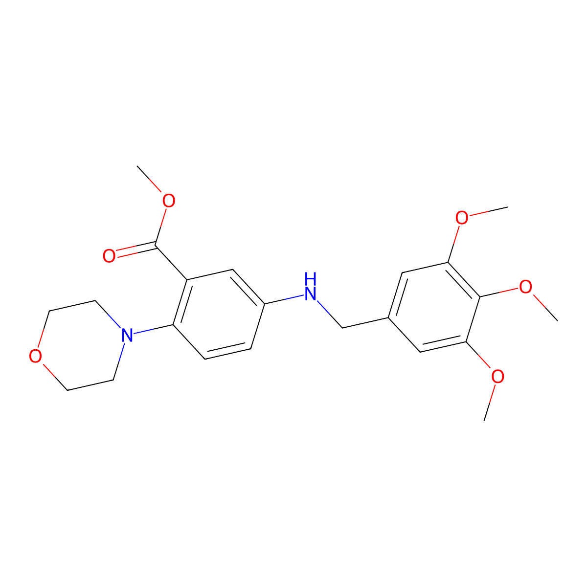 Methyl 2-(4-morpholinyl)-5-[(3,4,5-trimethoxybenzyl)amino]benzoate molecular structure, CAS 767347-29-5