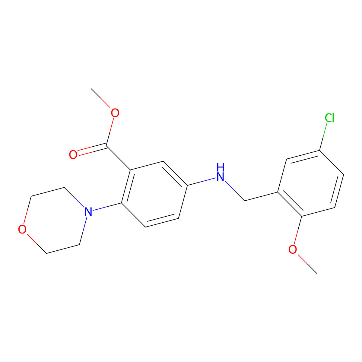Methyl 5-[(5-chloro-2-methoxybenzyl)amino]-2-(4-morpholinyl)benzoate molecular structure, CAS 767347-39-7