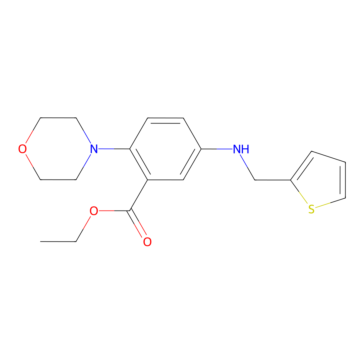 Ethyl 2-(4-morpholinyl)-5-[(2-thienylmethyl)amino]benzoate molecular structure, CAS 767347-40-0