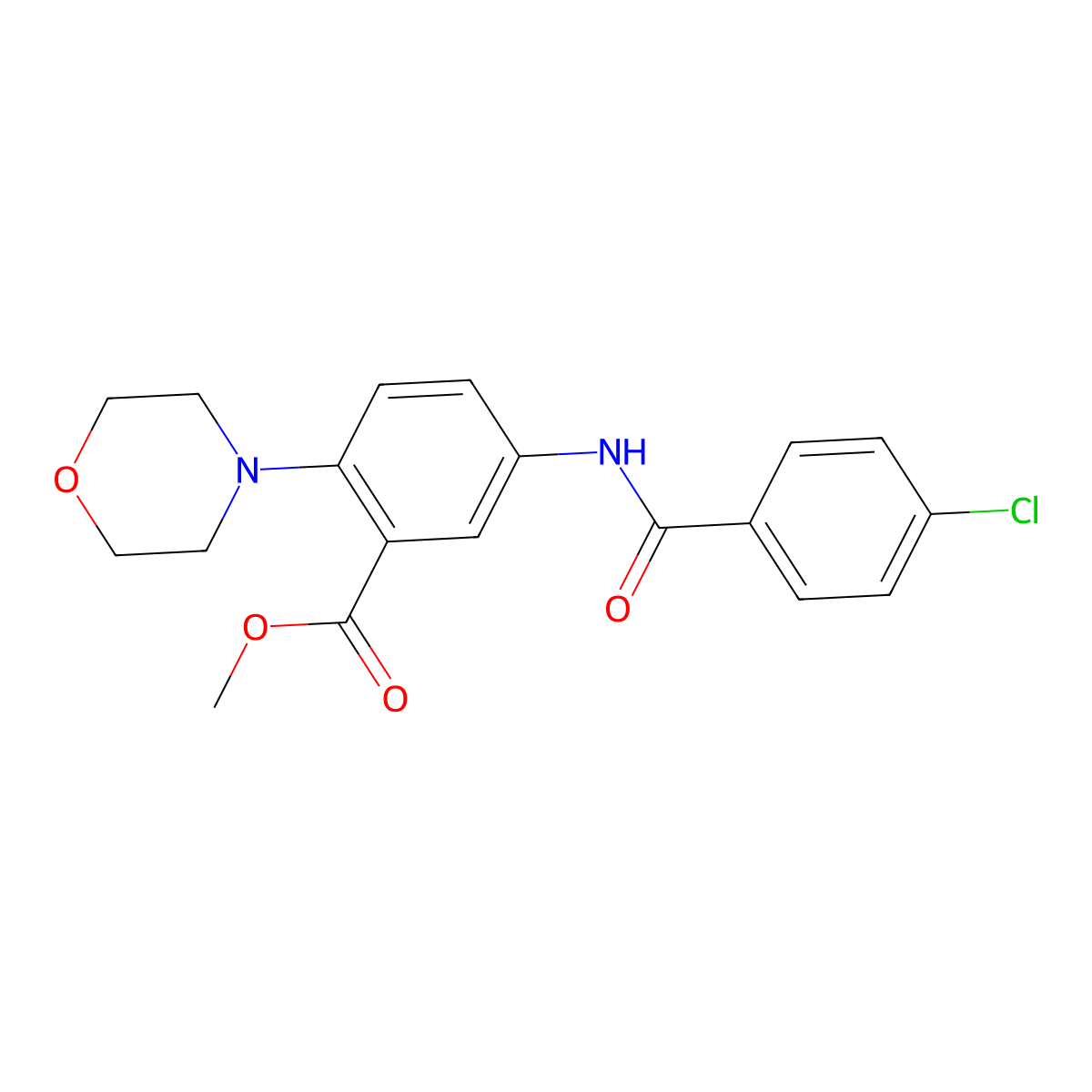 Methyl 5-{[(4-chlorophenyl)carbonyl]amino}-2-(morpholin-4-yl)benzoate molecular structure, CAS 767347-78-4
