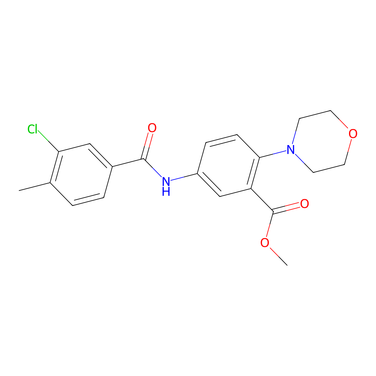 Methyl 5-{[(3-chloro-4-methylphenyl)carbonyl]amino}-2-(morpholin-4-yl)benzoate molecular structure, CAS 767347-79-5