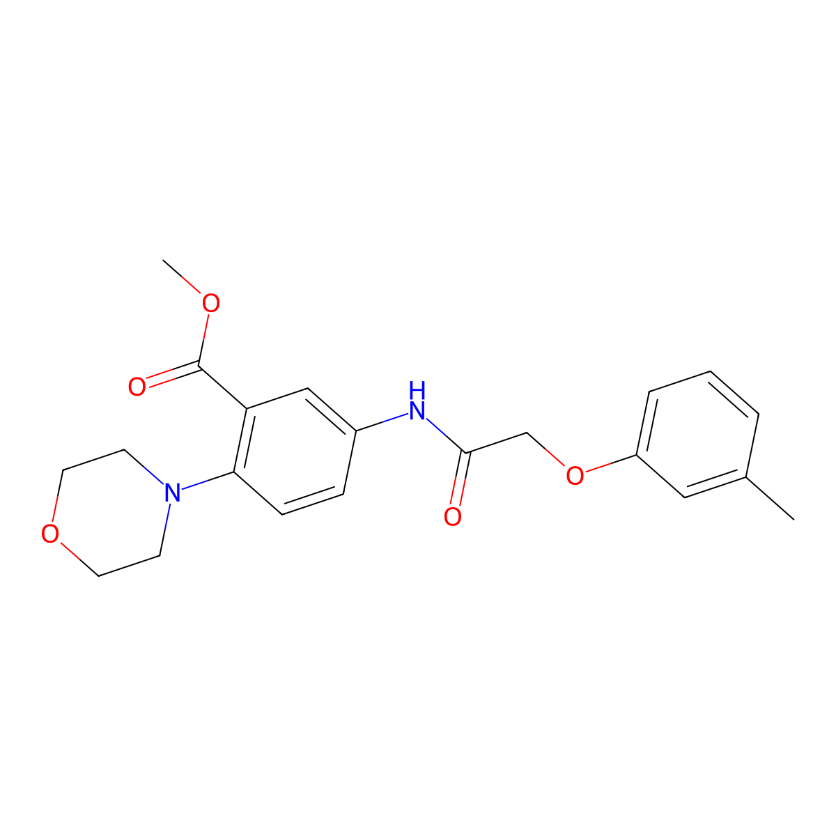 Methyl 5-{[(3-methylphenoxy)acetyl]amino}-2-(morpholin-4-yl)benzoate molecular structure, CAS 767348-20-9
