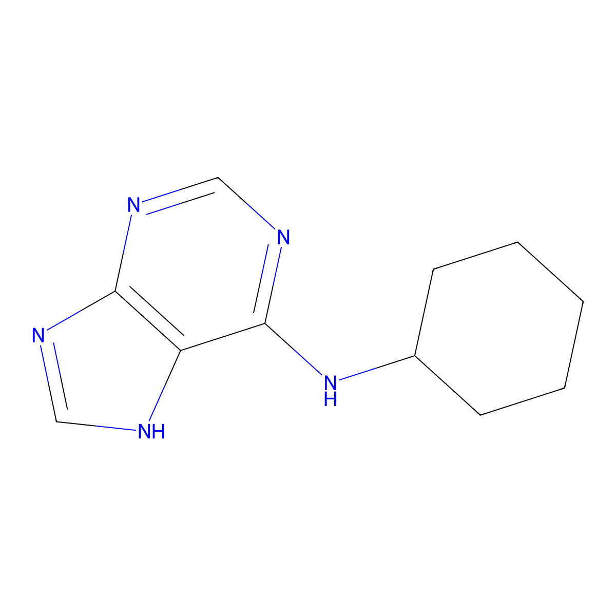 N-cyclohexyl-7H-purin-6-amine molecular structure, CAS 7674-45-5