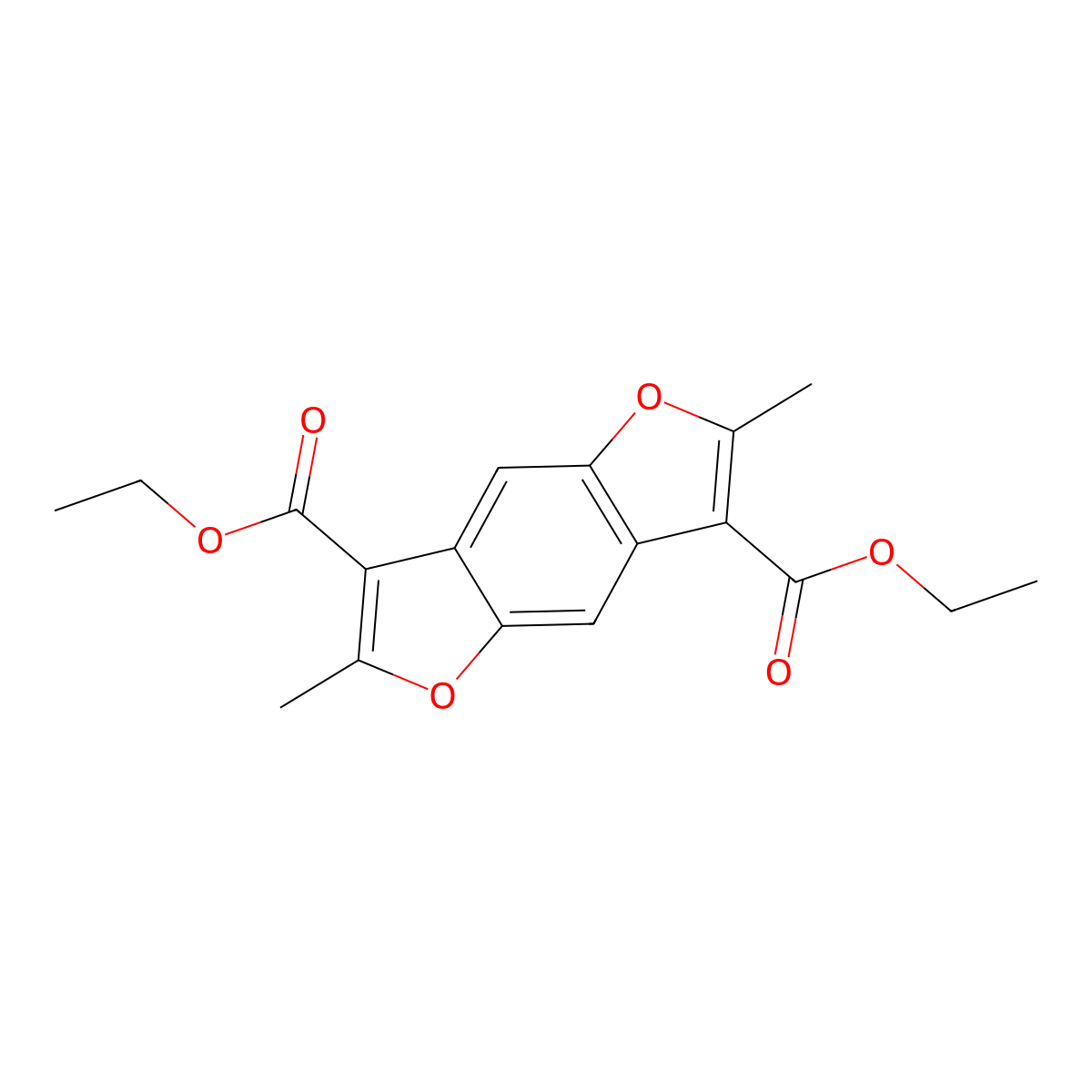 Diethyl 2,6-dimethylbenzo[1,2-b:4,5-b']difuran-3,7-dicarboxylate molecular structure, CAS 7674-99-9